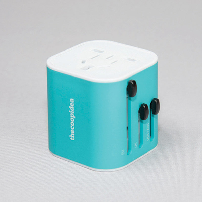 Thecoopidea Cubic Universal Travel Adapter - Worldwide All-in-One Power Converter with USB Ports for iPhone, Android, Laptop | Perfect for Business Trips, Vacations & International Travel