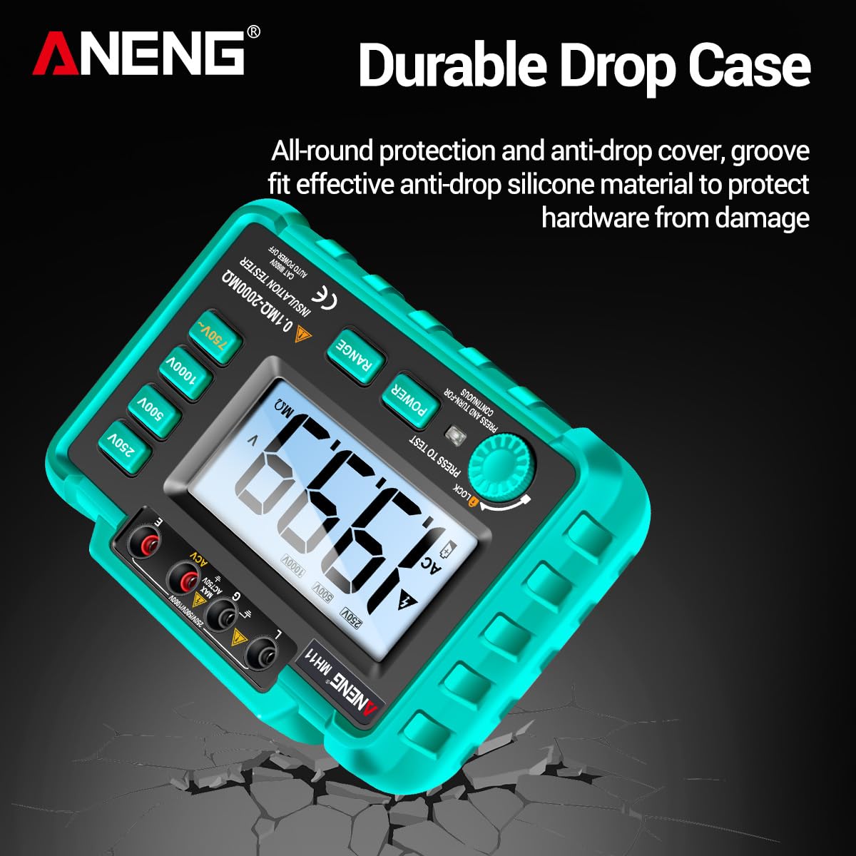 500V/1000V Digital Megohmmeter - High Voltage Insulation Resistance Tester for Electricians | MH11 Electronic Shaking Table | Green | Perfect for Industrial Maintenance, Electrical Safety Testing & Equipment Diagnostics