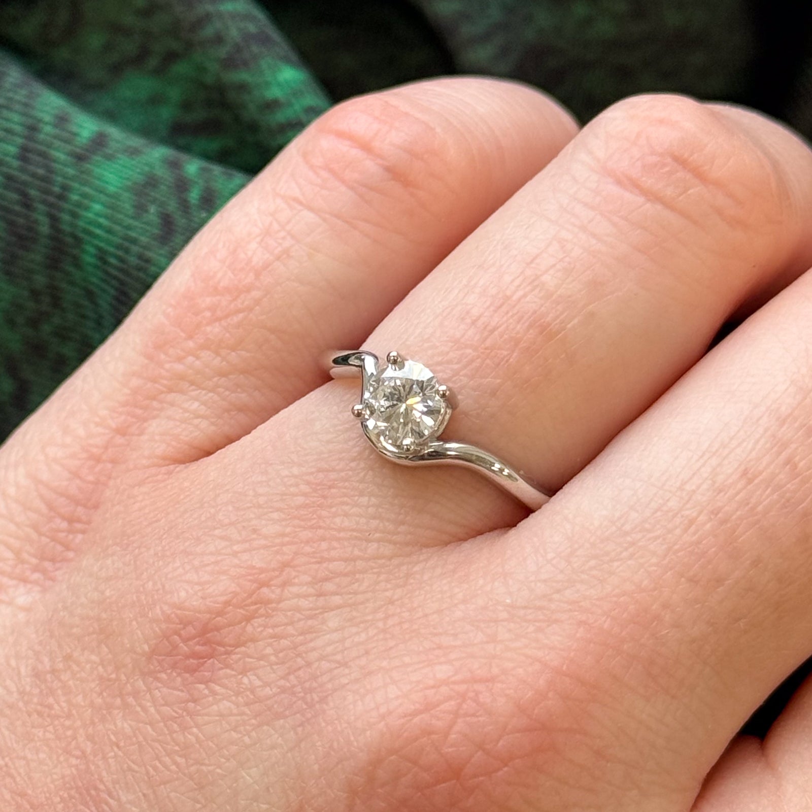 GIA Certified 0.55ct Freeform Diamond Engagement Ring - Size 6.75 | Unique Handcrafted Wedding Band for Women | Perfect for Proposals, Anniversaries & Special Occasions