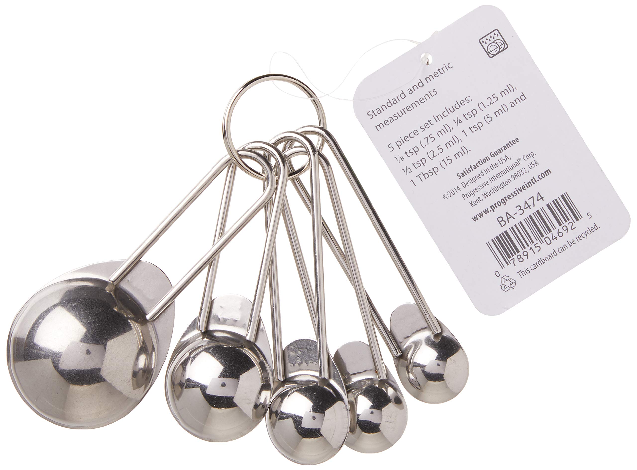 Prepworks by Progressive 5-Piece Stainless Steel Measuring Spoons Set - Silver | Perfect for Baking, Cooking & Measuring Spices | Dishwasher Safe Kitchen Utensils