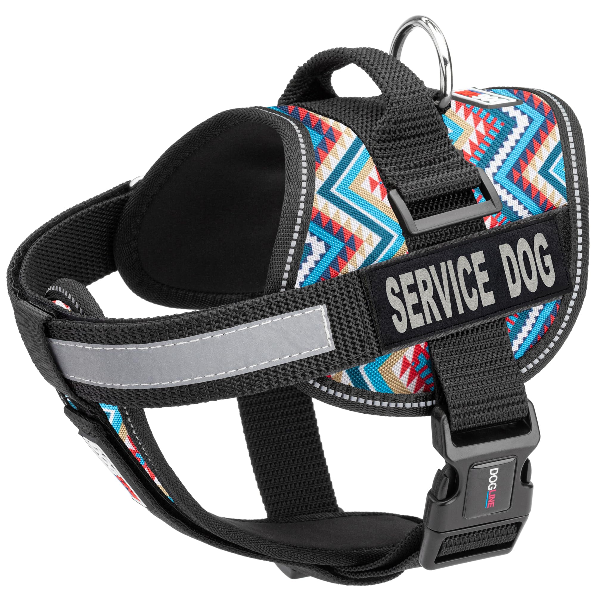 Premium No-Pull Dog Harness with Reflective Strips & Service Patches - Adjustable Neoprene Vest for Training, Medical & Service Dogs (28-38