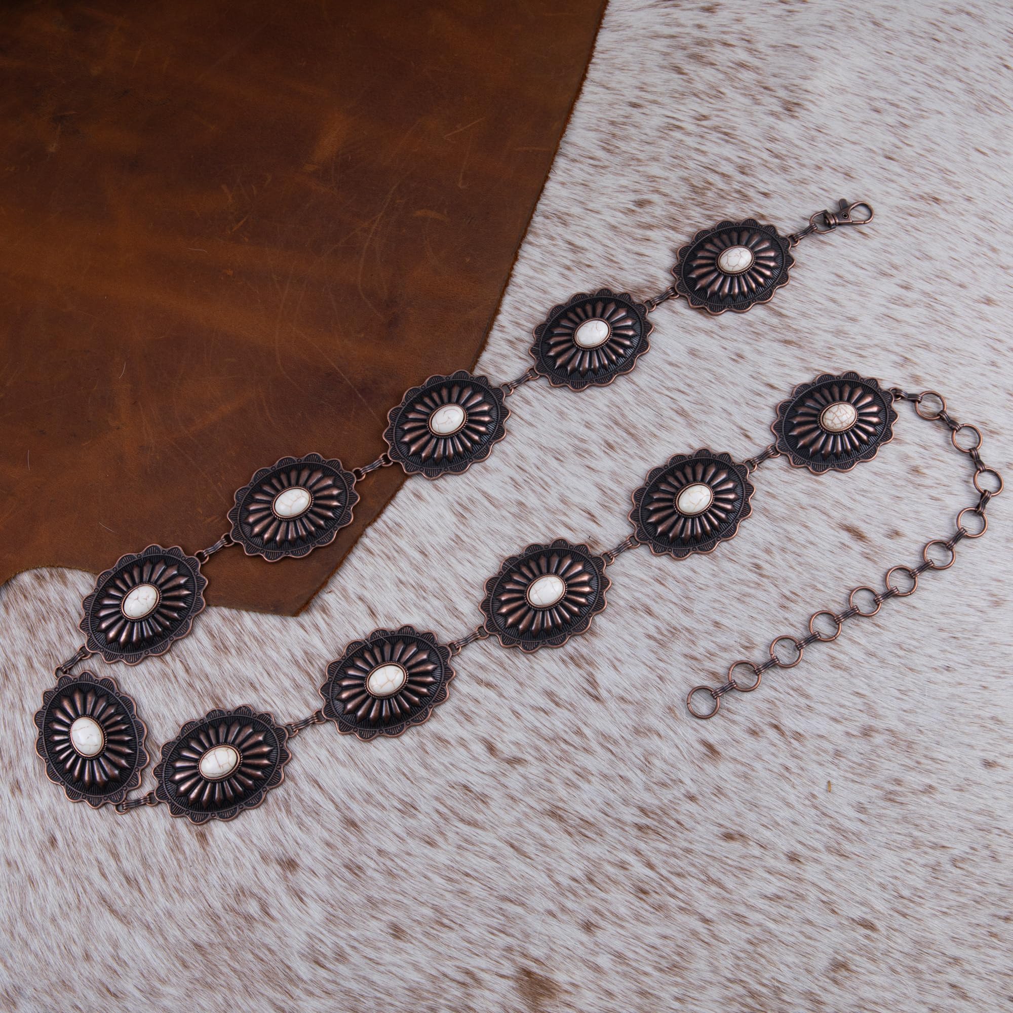 Rustic Western Concho Belt for Women - Cowgirl Style Metal Waist Chain Belt - Perfect Gift for Country Lovers & Western Fashion - Ideal for Rodeo, Country Concerts & Cowgirl Outfits