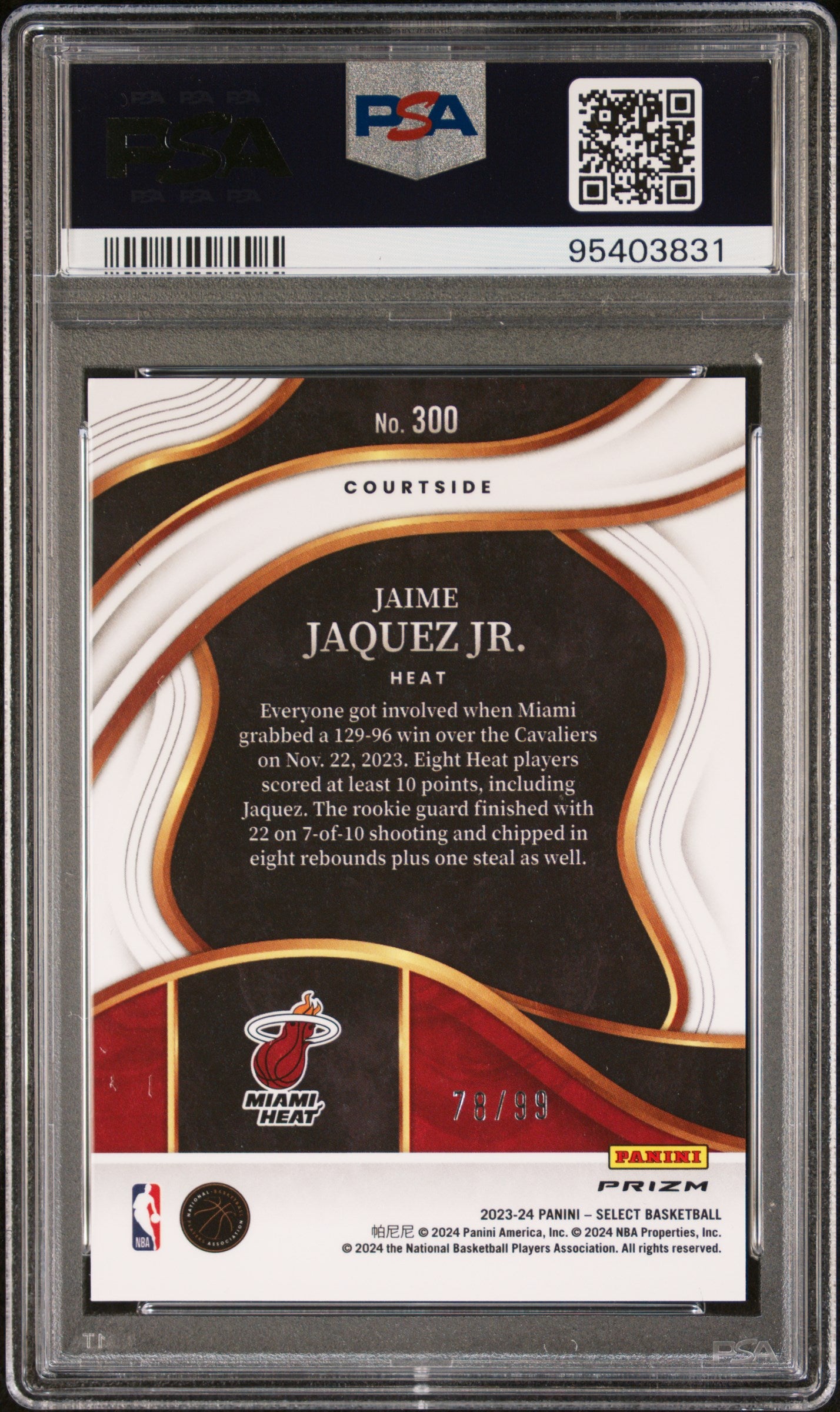 2023 Panini Select Jaime Jaquez Jr. Pink Cracked Ice 78/99 #300 PSA 10 Graded Basketball Card - Rare Collectible for Sports Memorabilia Fans & Card Investors