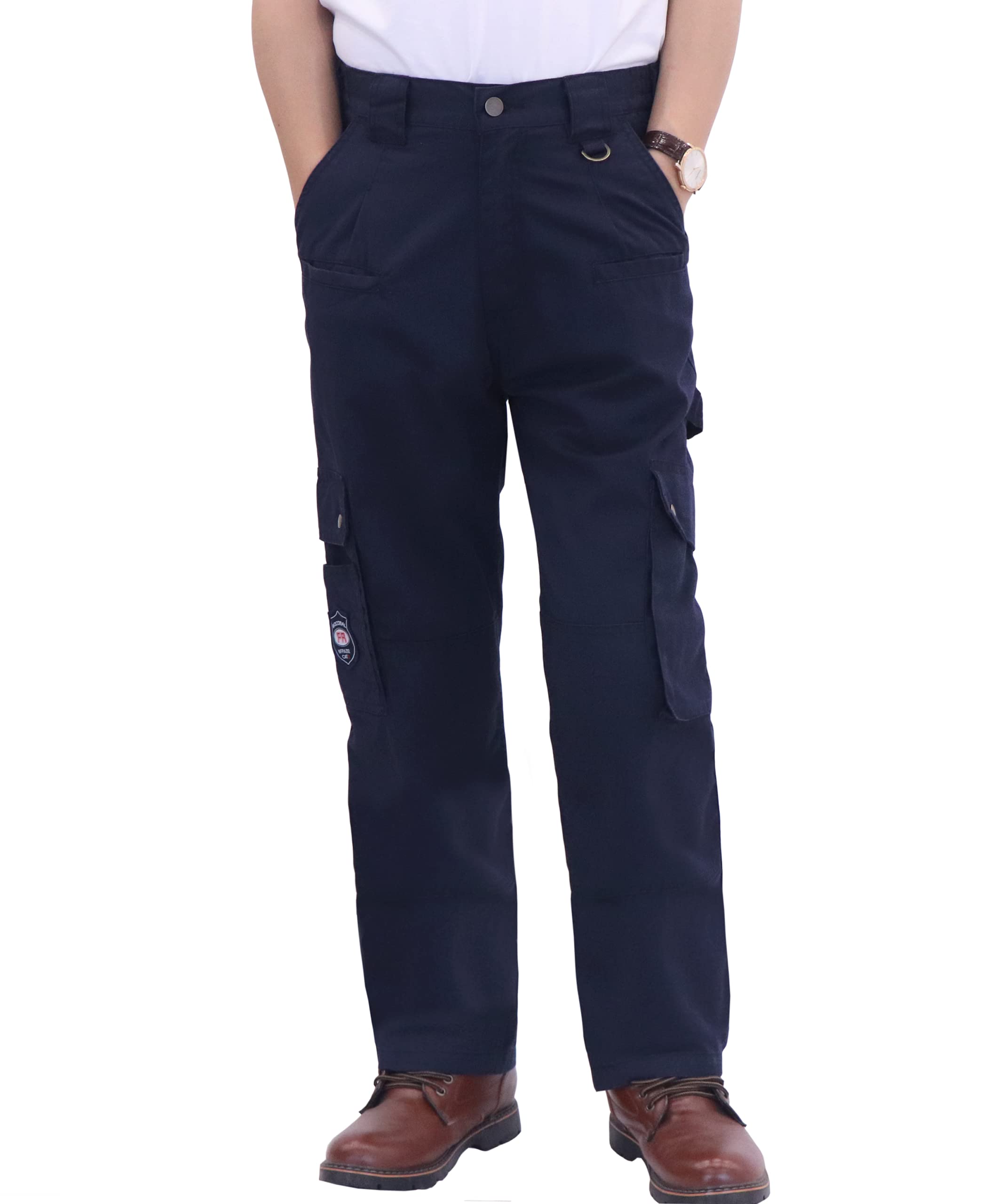 BOCOMAL Men's Flame Resistant Cargo Pants - 100% Cotton 7.5oz Fireproof Work Pants for Utility & Safety (2112&CAT2) - Ideal for Construction, Welding, Oil Rig & Industrial Work