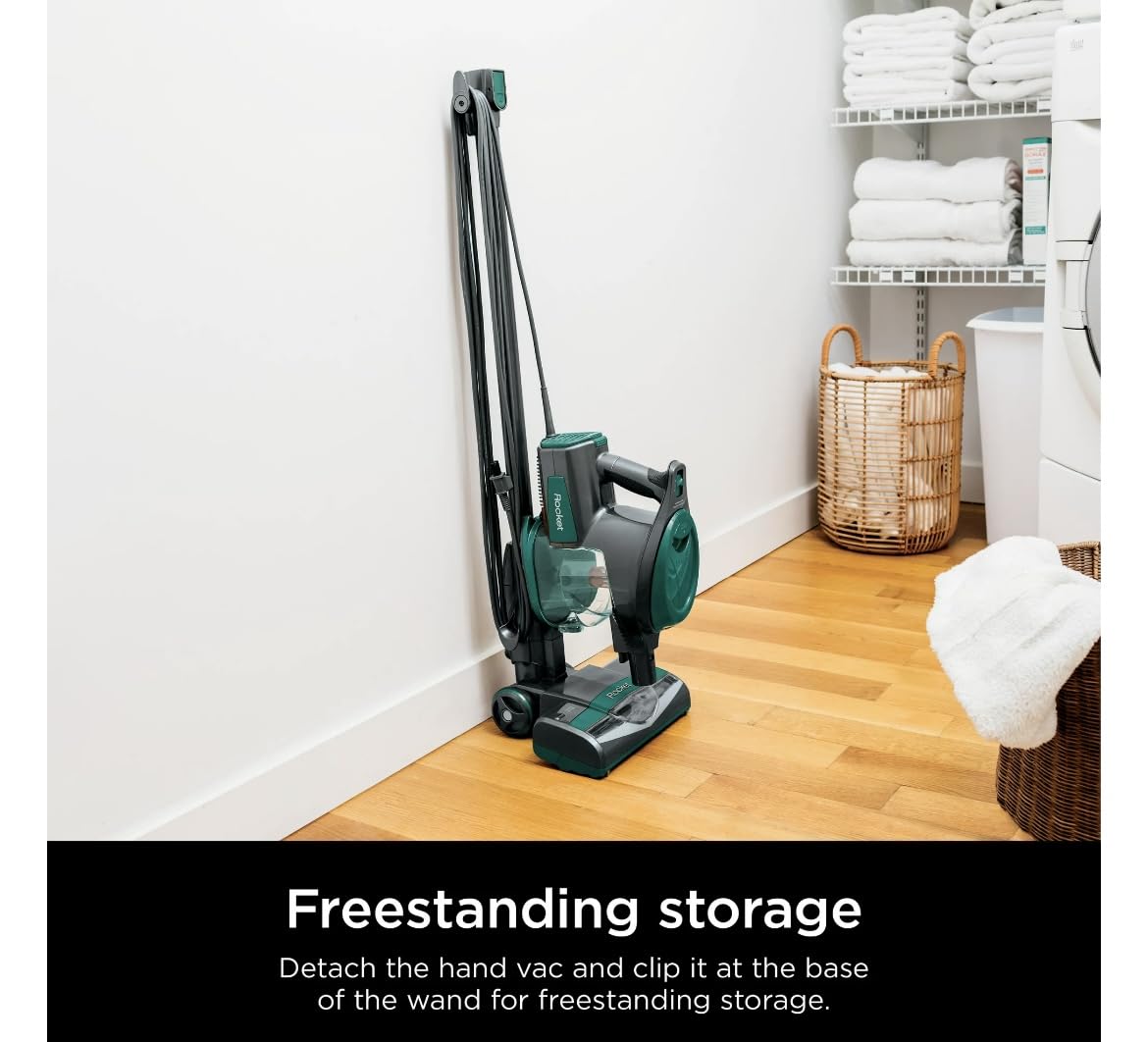 Shark CS110EM Ultra-Lightweight Corded Stick Vacuum Cleaner with Swivel Steering - Powerful Deep Cleaning for Carpets & Hard Floors - Converts to Handheld for Floor-to-Ceiling Versatility - Green | Perfect for Pet Hair, Stairs, Cars & Home Cleaning