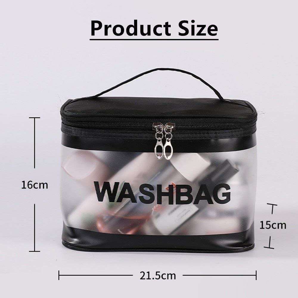 Ameedarshan™ Clear Travel Toiletries Bag - Waterproof Large Capacity Cosmetic Organizer with Double Zipper, PVC Portable Makeup Case for Women - Perfect for Business Trips, Bathroom Storage & Airplane Carry-On (Pink)