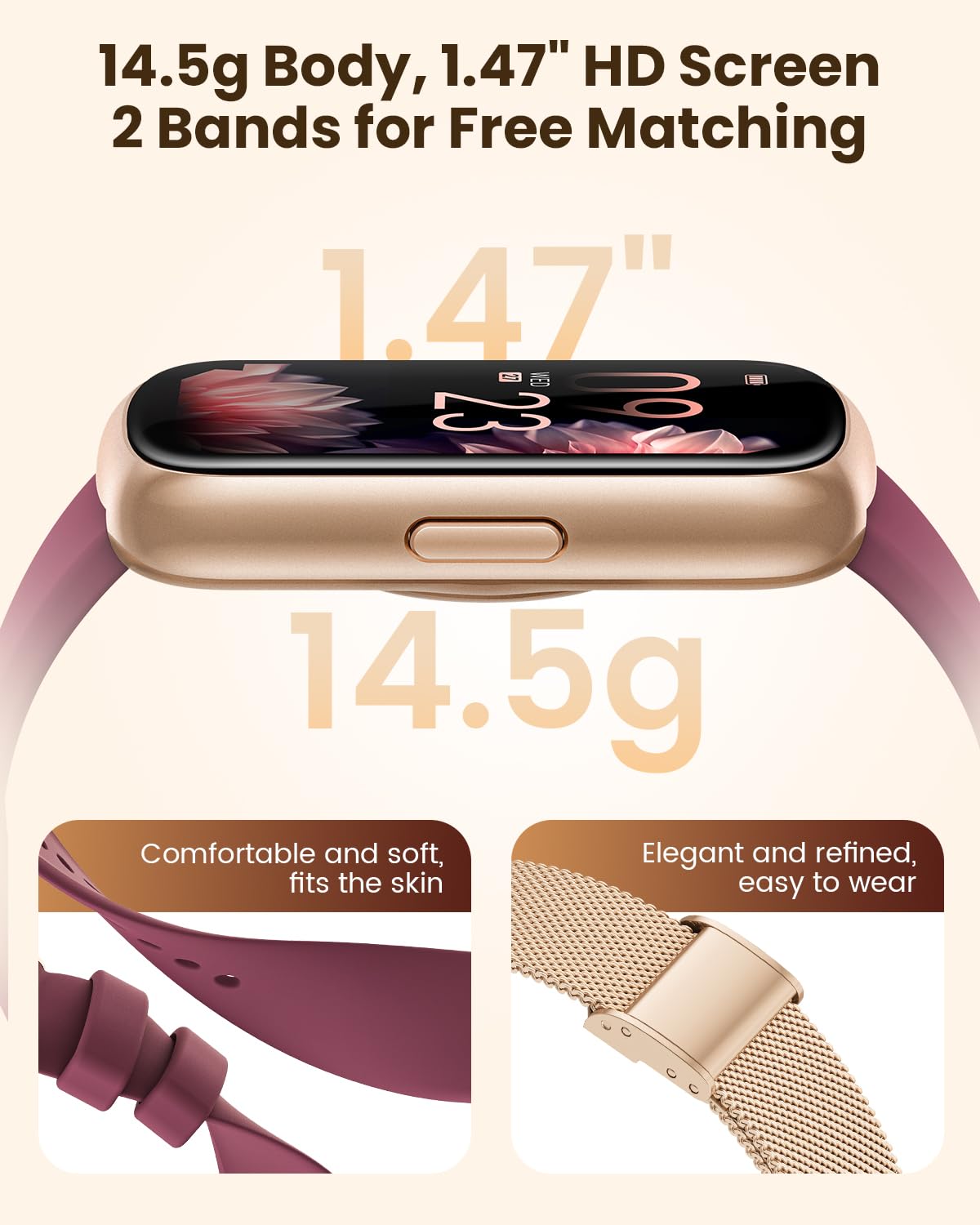 Smart Fitness Tracker Watch with 24/7 Heart Rate Monitor, Blood Oxygen & Sleep Tracking - Waterproof Activity Tracker for Women & Men, Step Counter, Calorie & Distance Monitor - Compatible with Android & iPhone - Perfect for Running, Swimming & Daily Workouts