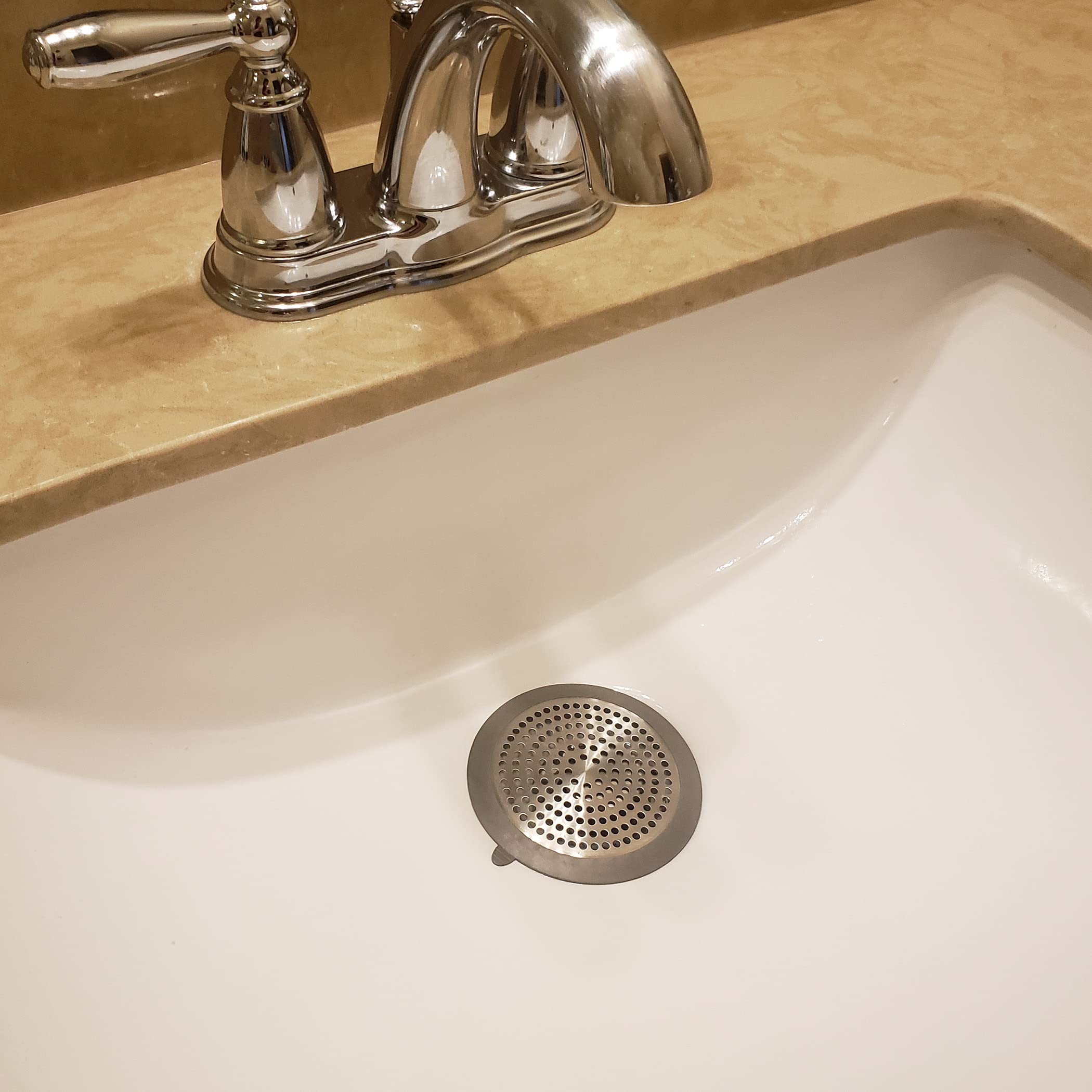 Danco 11040P 2-Pack Bathroom Sink Hair Catcher & Bathtub Drain Protector - Stainless Steel Mesh Sink Strainer for Clog Prevention - Perfect for Showers, Tubs, and Bathroom Sinks