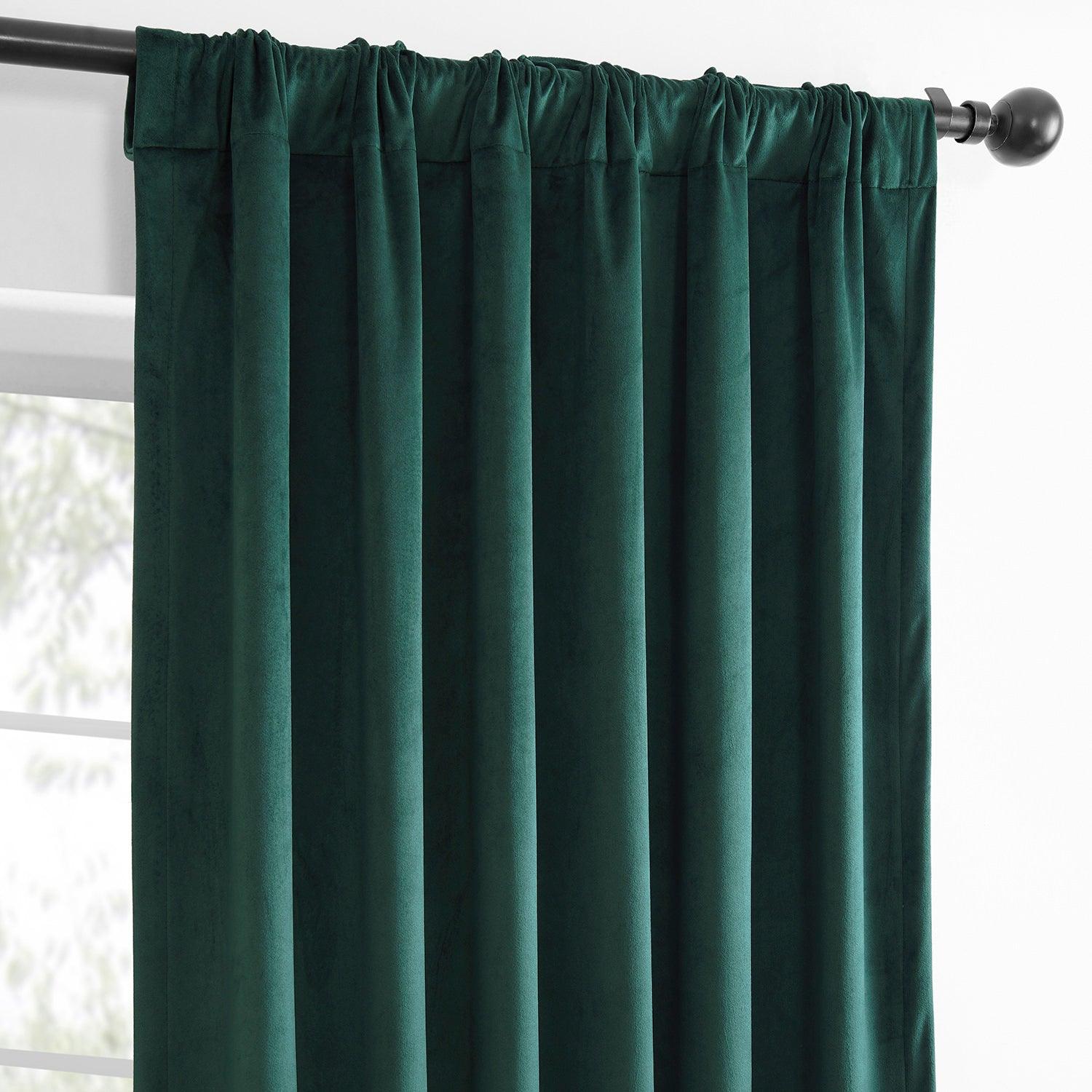 Deep Green Simply Velvet Blackout Curtains Set of 2 Panels - Perfect for Bedrooms, Living Rooms & Home Theater Light Blocking