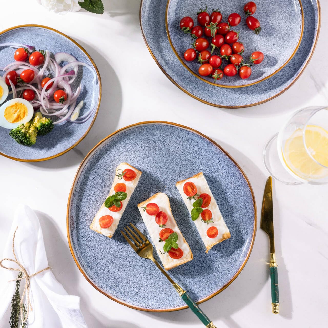 AmorArc Handmade Ceramic Dinnerware Set - 18-Piece Reactive Glaze Plates & Bowls | Chip & Crack Resistant, Dishwasher & Microwave Safe | Perfect for Family Dinners, Restaurant-Style Serving & Entertaining (Service for 6)