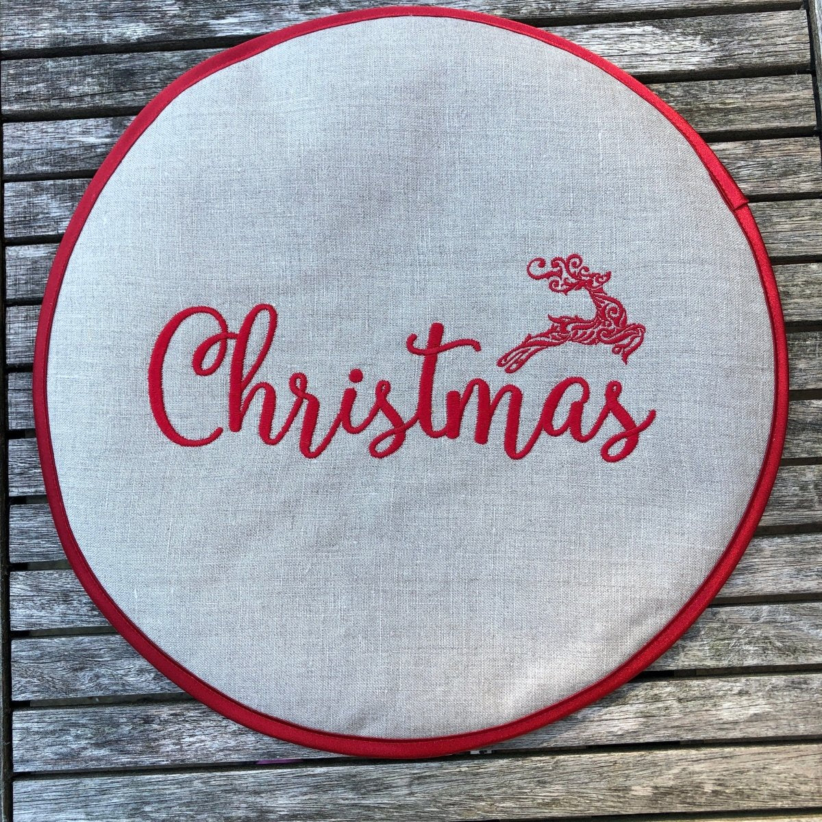 Natural Flax Linen AGA Lid Covers - Set of 2 for Christmas Decor & Kitchen Protection | Perfect for Holiday Cooking, Stovetop Safety, and Festive Home Decor