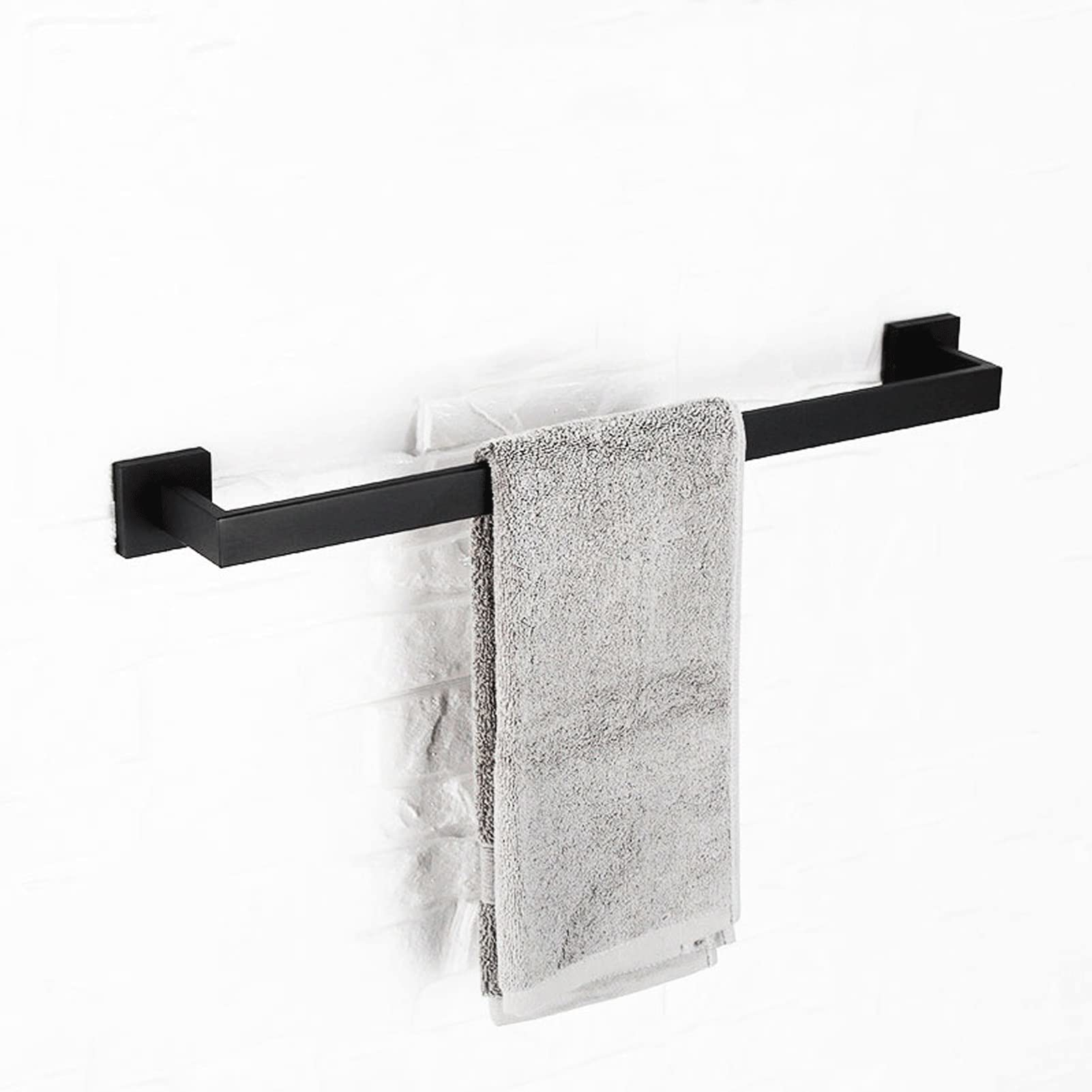 Stainless Steel Wall Mounted Towel Rack - 304 Matte Black 50cm for Kitchen, Bathroom & Hotel Use | Durable Dishcloth Holder & Bath Towel Hanger | Perfect for Home Organization & Space Saving