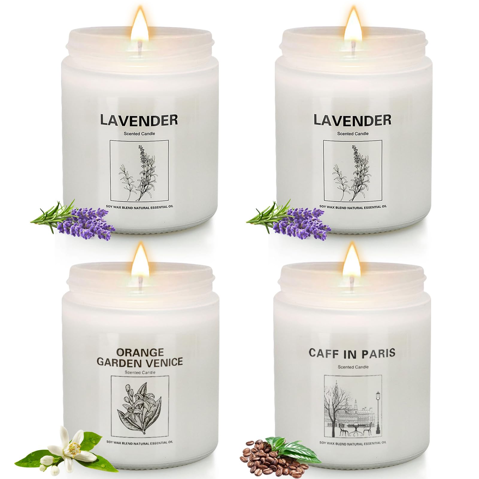 4 Pack Lavender Scented Soy Candles - 28oz Aromatherapy Candles for Home, 240 Hours Long Lasting, Perfect Gift Set for Women, Birthday, Anniversary, Christmas - Ideal for Relaxation, Spa Nights & Home Decor