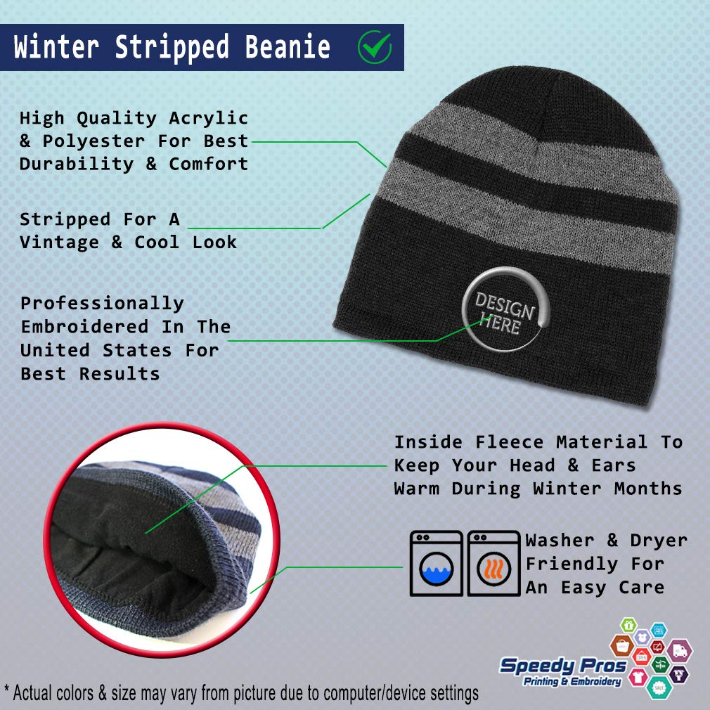 Custom Striped Beanie for Men & Women - Nebraska State USA Flag Embroidery - Warm Winter Knit Hat for Outdoor Activities, Sports & Casual Wear