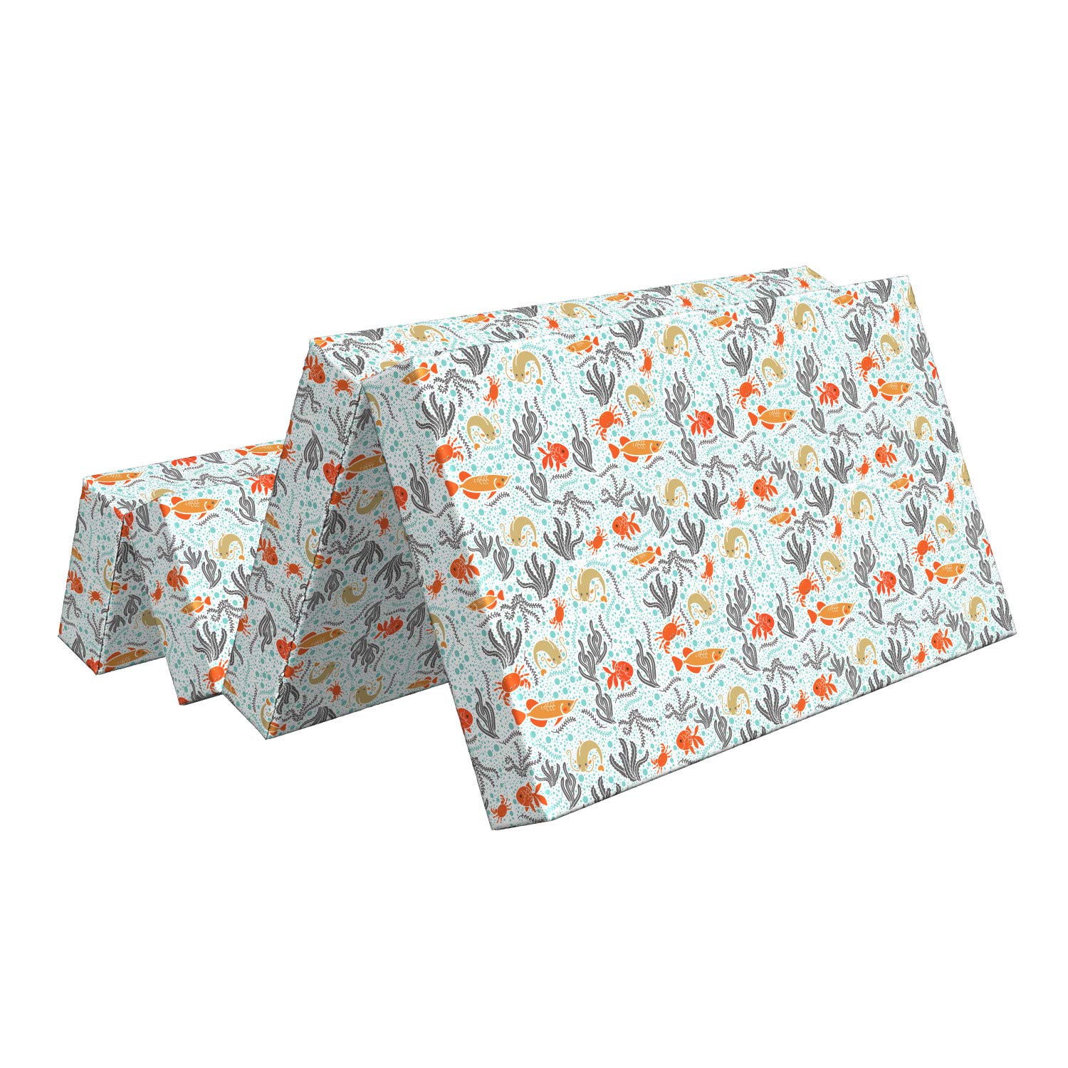 Ambesonne Marine Foldable Mattress - Ocean Bubbles and Reef Design, 78.7