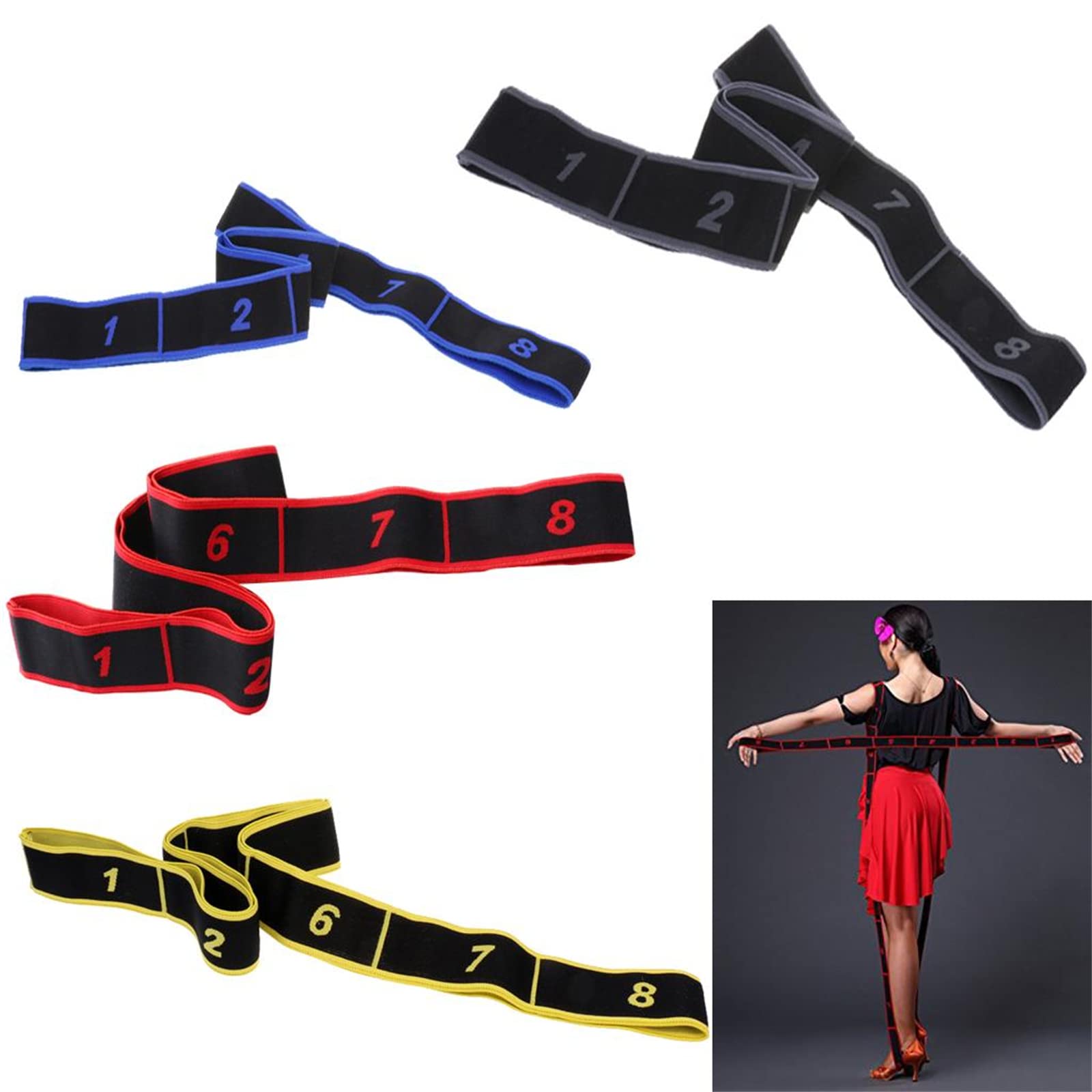 Elastiband Resistance Loop Bands Set - 8 Pack 15kg/33lbs Exercise Bands for Gym, Yoga, Pilates & Stretching - 90cm/35inch Fitness Bands for Women & Men (Yellow, 90x4cm) - Perfect for Home Workouts, Physical Therapy & Strength Training
