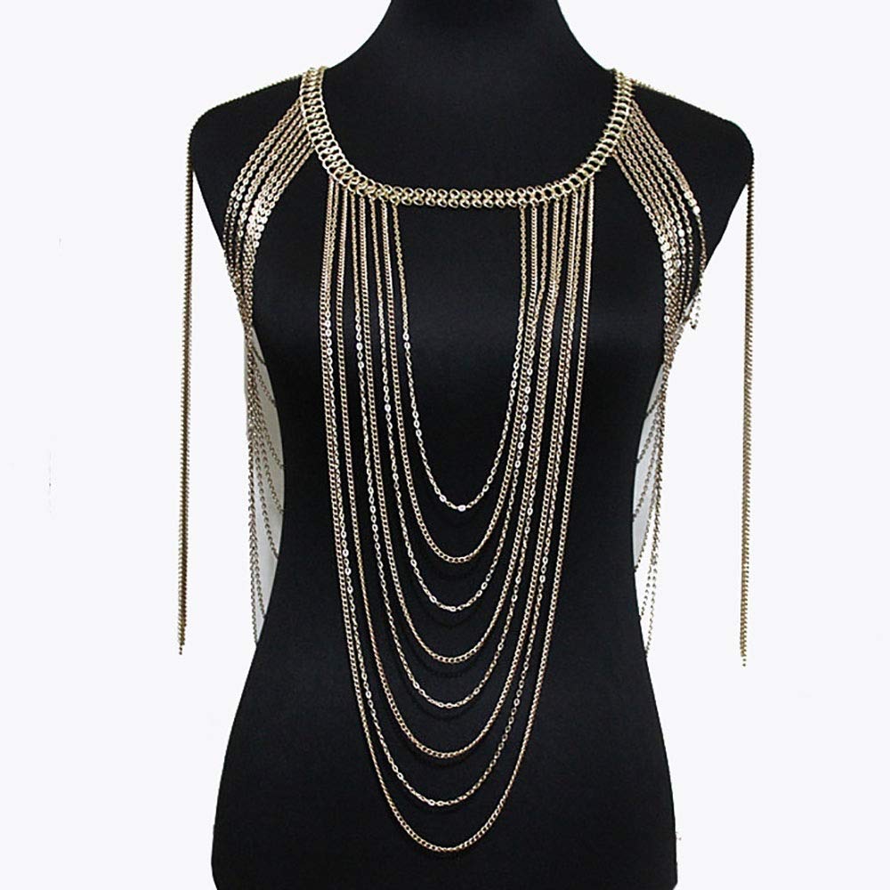 Golden Women's Ashes Jewelry Pendant Necklace - Cremation Urn Memorial Body Chain for Funerals, Bikini Harness for Pool Parties & Beach Outings (Gold, Free Size) - Perfect for Memorials, Beach Events & Swimwear Accessories
