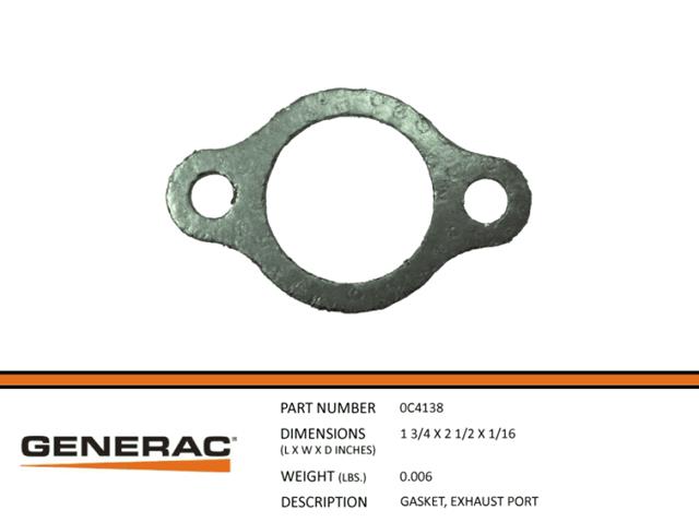 Generac Guardian 0C4138 Exhaust Port Gasket - Replacement Part for Generac Generators - Perfect for Home Backup Power & Emergency Use