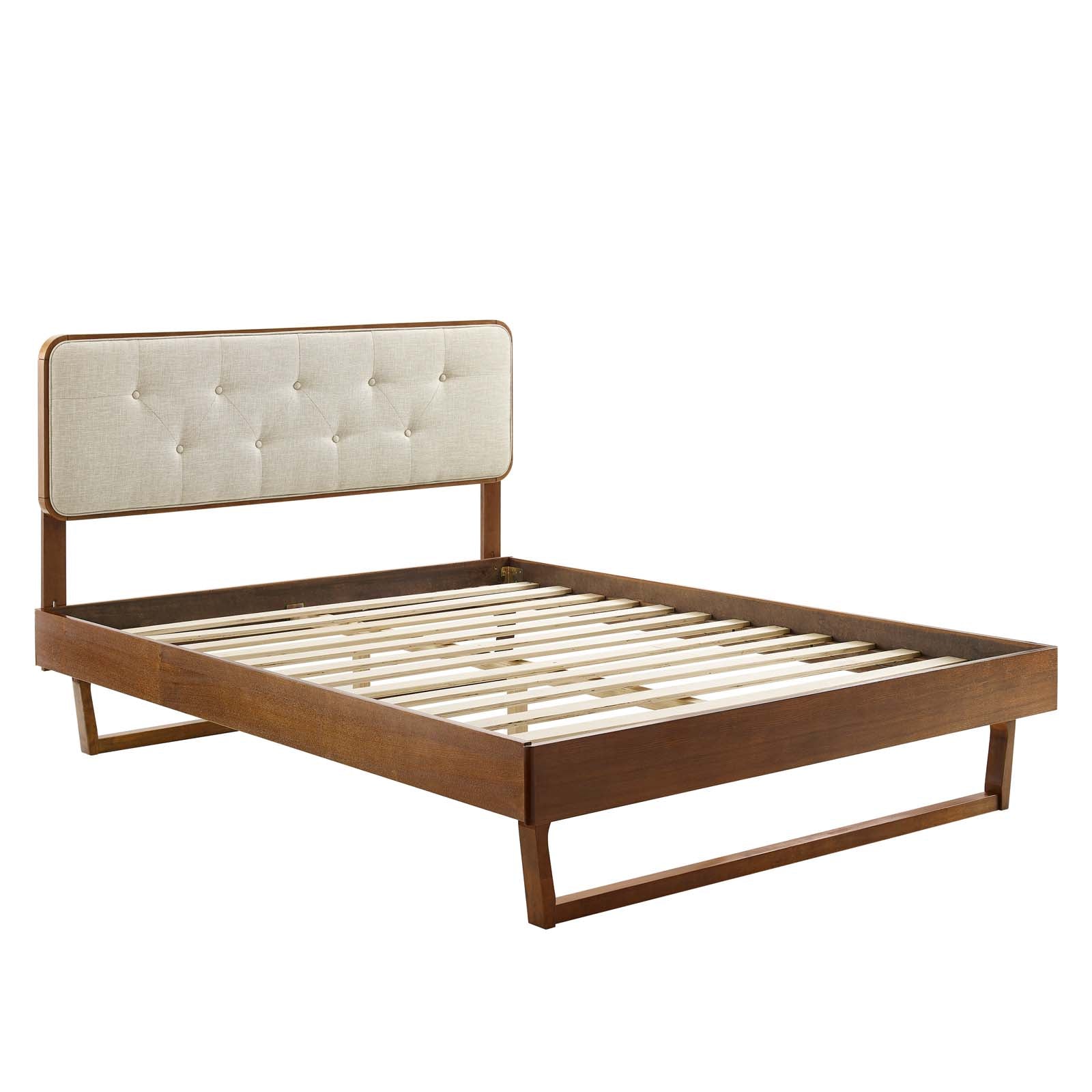 Bridgette Wood Platform Bed with Angular Frame - Modern Solid Wood Bed Frame for Bedroom, Living Room & Guest Room