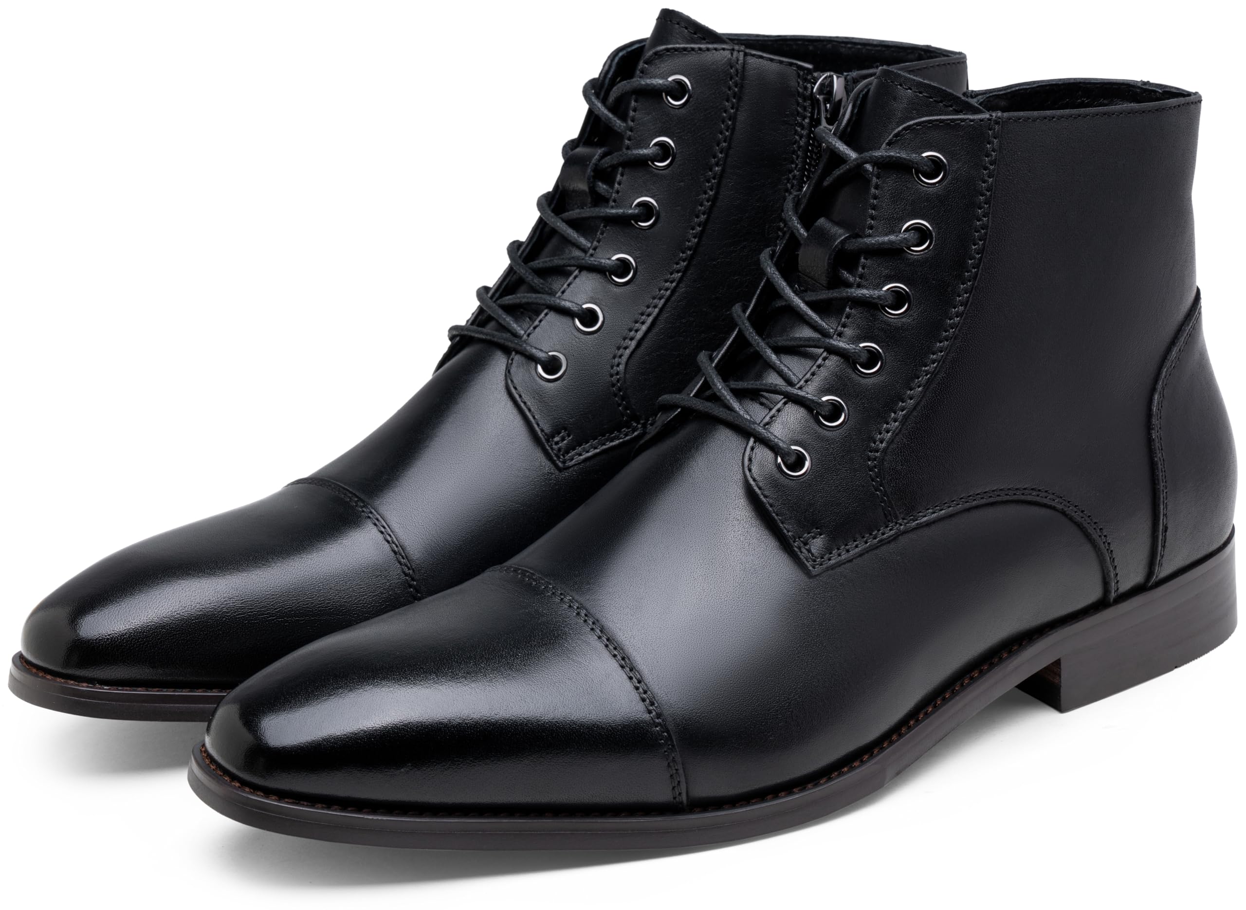 Jousen Men's Leather Dress Boots - Cap Toe Fashion Boots for Men | Stylish & Comfortable for Work, Casual & Formal Occasions