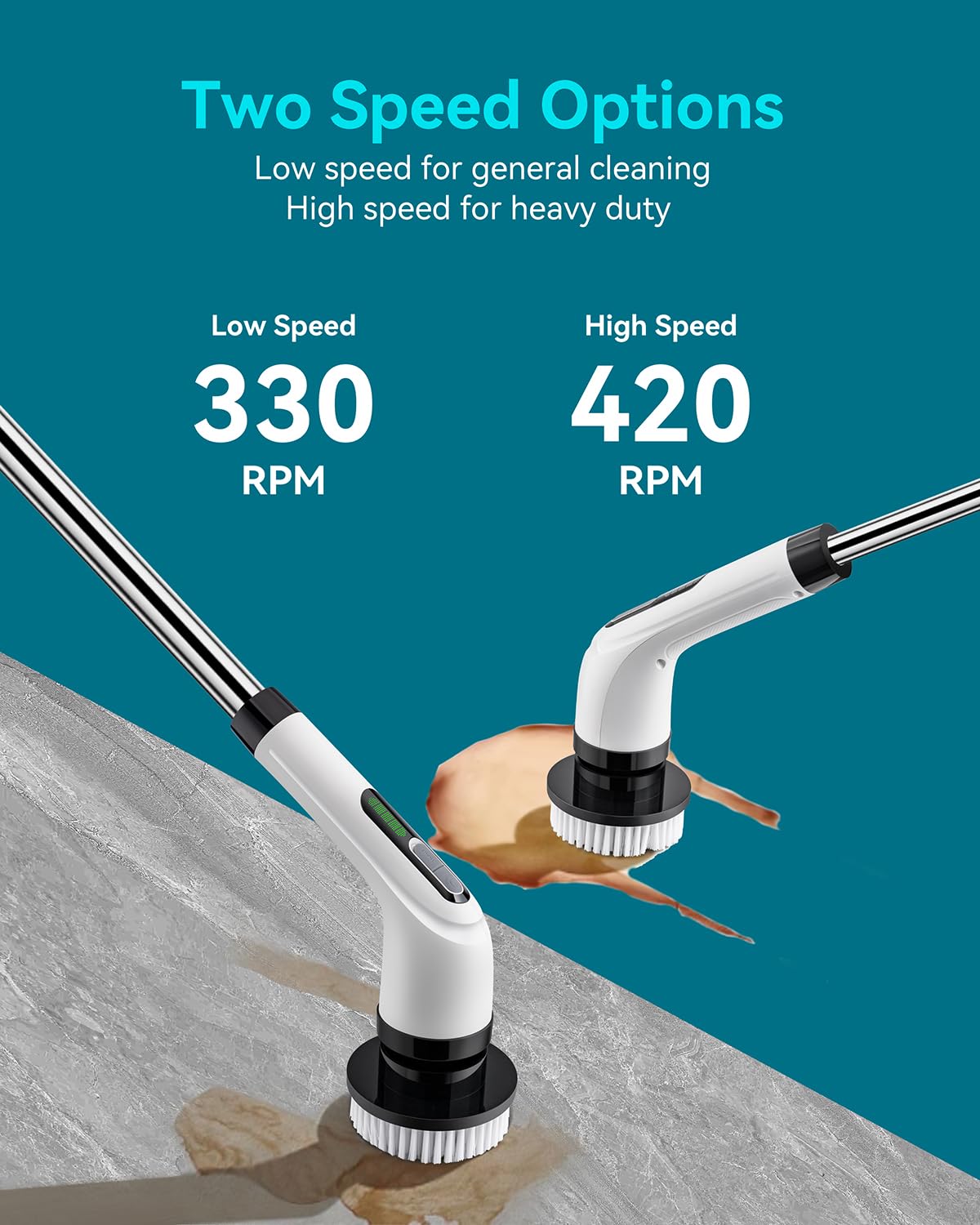 **Cordless Electric Spin Scrubber - Power Shower Cleaner for Bathroom Tiles, Tub & Grout | Rechargeable Cleaning Brush for Effortless Shower, Sink & Kitchen Surfaces**