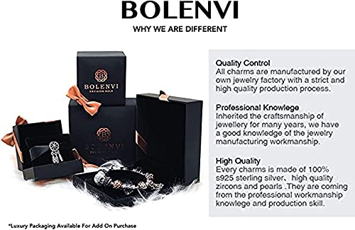 Bolenvi 925 Sterling Silver Charms Beads Pendants for Pandora Bracelets & Necklaces - Handmade Jewelry for Women, Gift Ideas for Birthday, Anniversary & Valentine's Day