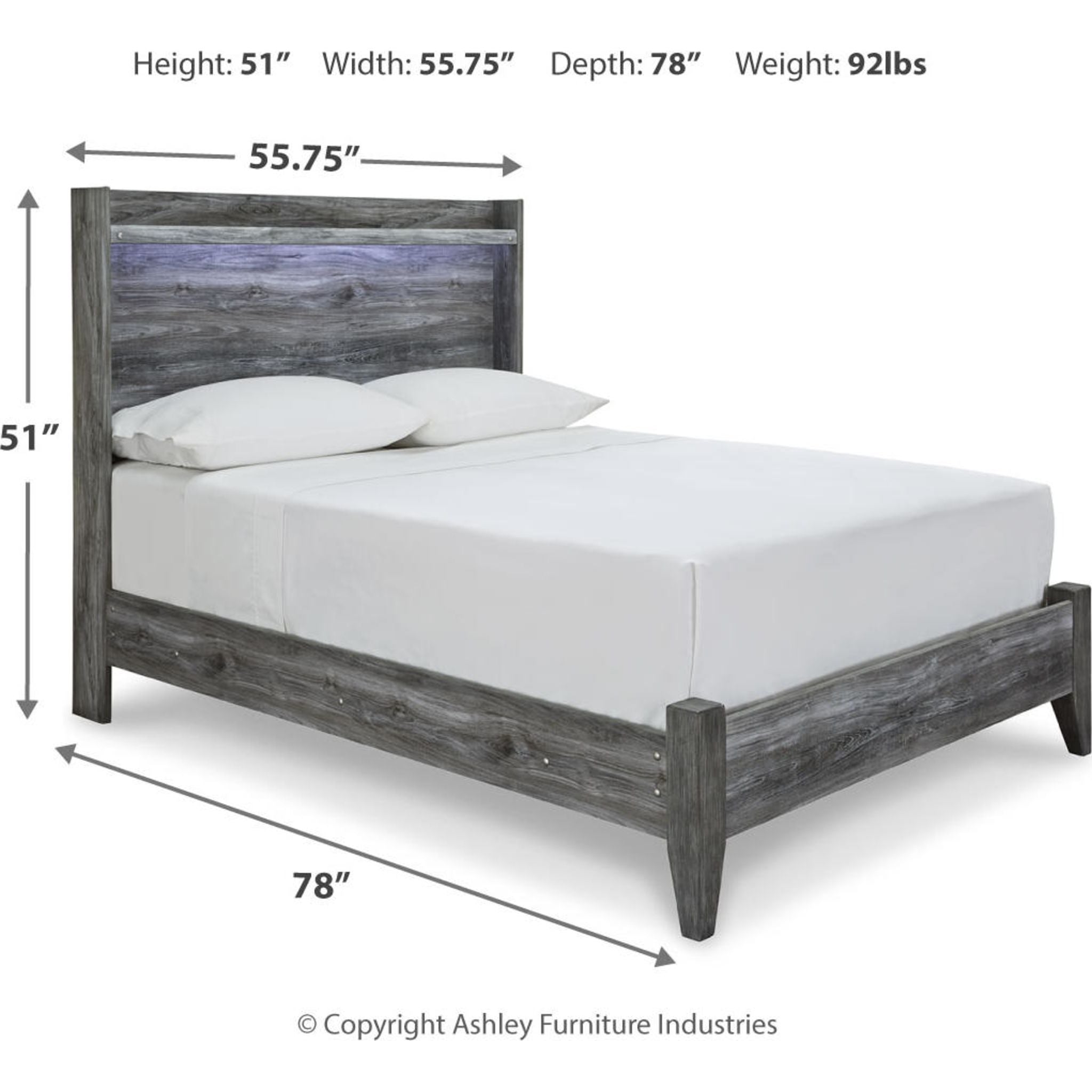 Baystorm Full Panel Bed Frame - Queen Size, Gray Upholstered Platform Bed with Wooden Slats, Sturdy Metal Legs - Perfect for Modern Bedroom, Guest Room, or Apartment