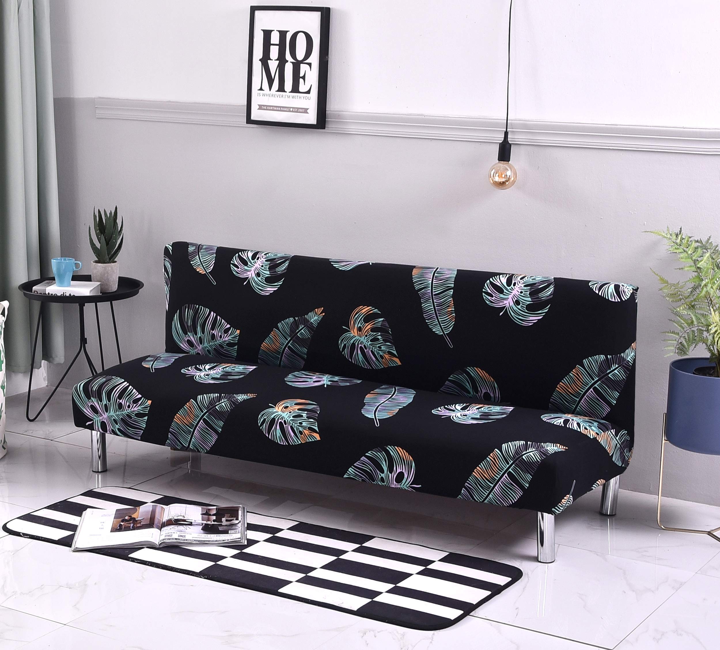 Stretch Elastic Futon Cover for Armless Sofa & Recliner - Detachable Slipcover for Folding Sofa Bed, Couch Protector (Pattern 15) - Perfect for Living Room, Dorm & Guest Room Furniture Protection