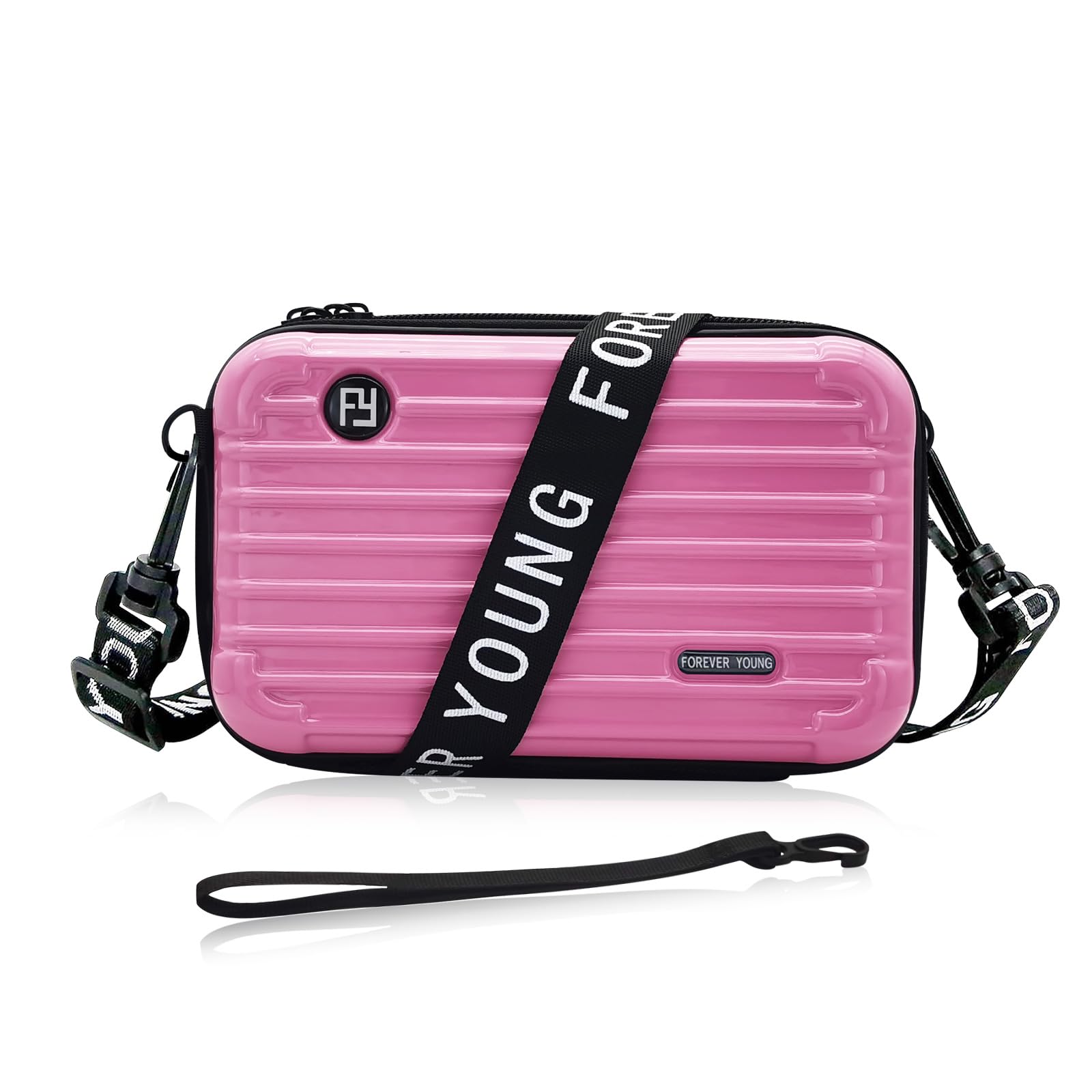 Stylish Mini Suitcase Crossbody Bag - Plastic Travel Cosmetic Purse with 2 Adjustable Straps | Perfect for Travel, Parties & Everyday Use