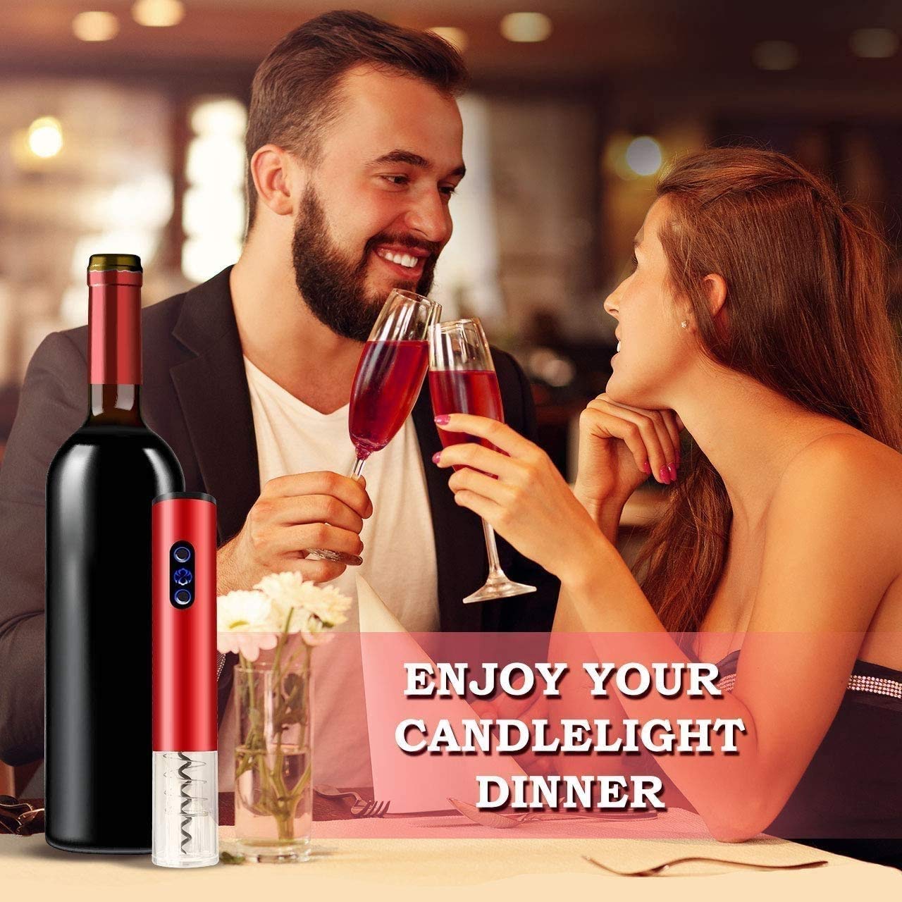 Electric Wine Opener - Automatic Wine Bottle Corkscrew with Foil Cutter, Rechargeable & Cordless for Easy Opening - Perfect for Home, Kitchen, Party, Bar & Wine Tasting Events