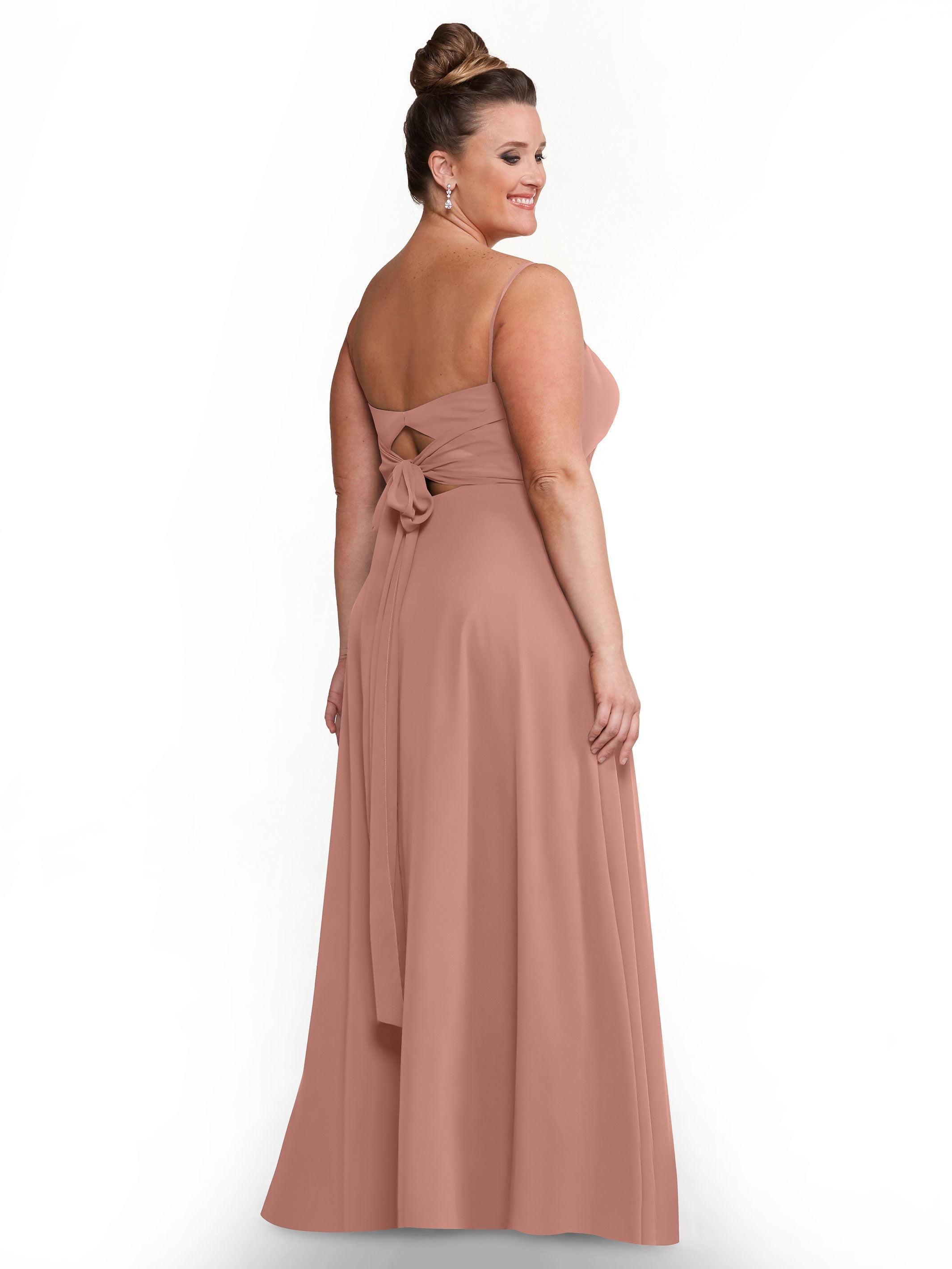 Elegant A-Line Bridesmaid Dresses with Flowy Chiffon Skirt & Thigh High Slit - Perfect for Weddings, Formal Events & Special Occasions