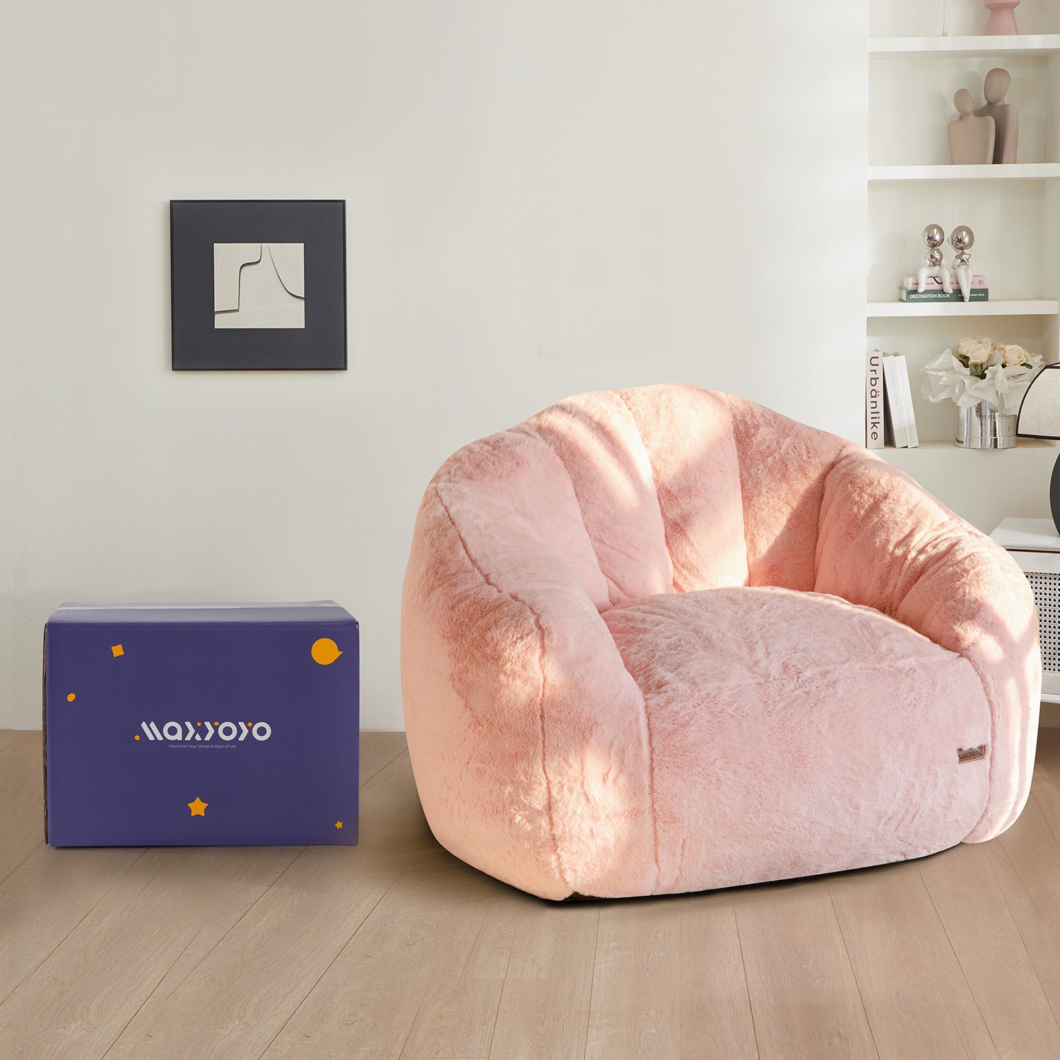 MAXYOYO Giant Bean Bag Chair - Oversized Faux Fur Shell Design with Premium Filler | Ultra Comfortable Lounge Chair for Living Room, Bedroom, Game Room & Dorm