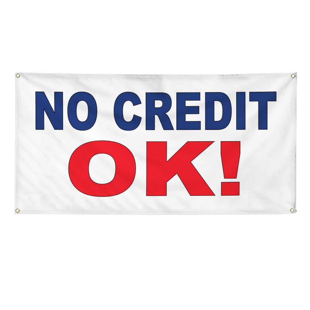 Vinyl Banner Multiple Sizes (60x144 Inches) - Weatherproof Outdoor Business Signs with 10 Grommets - Red & Blue - No Credit Check Needed - Perfect for Yard Sales, Construction Sites, and Industrial Advertising
