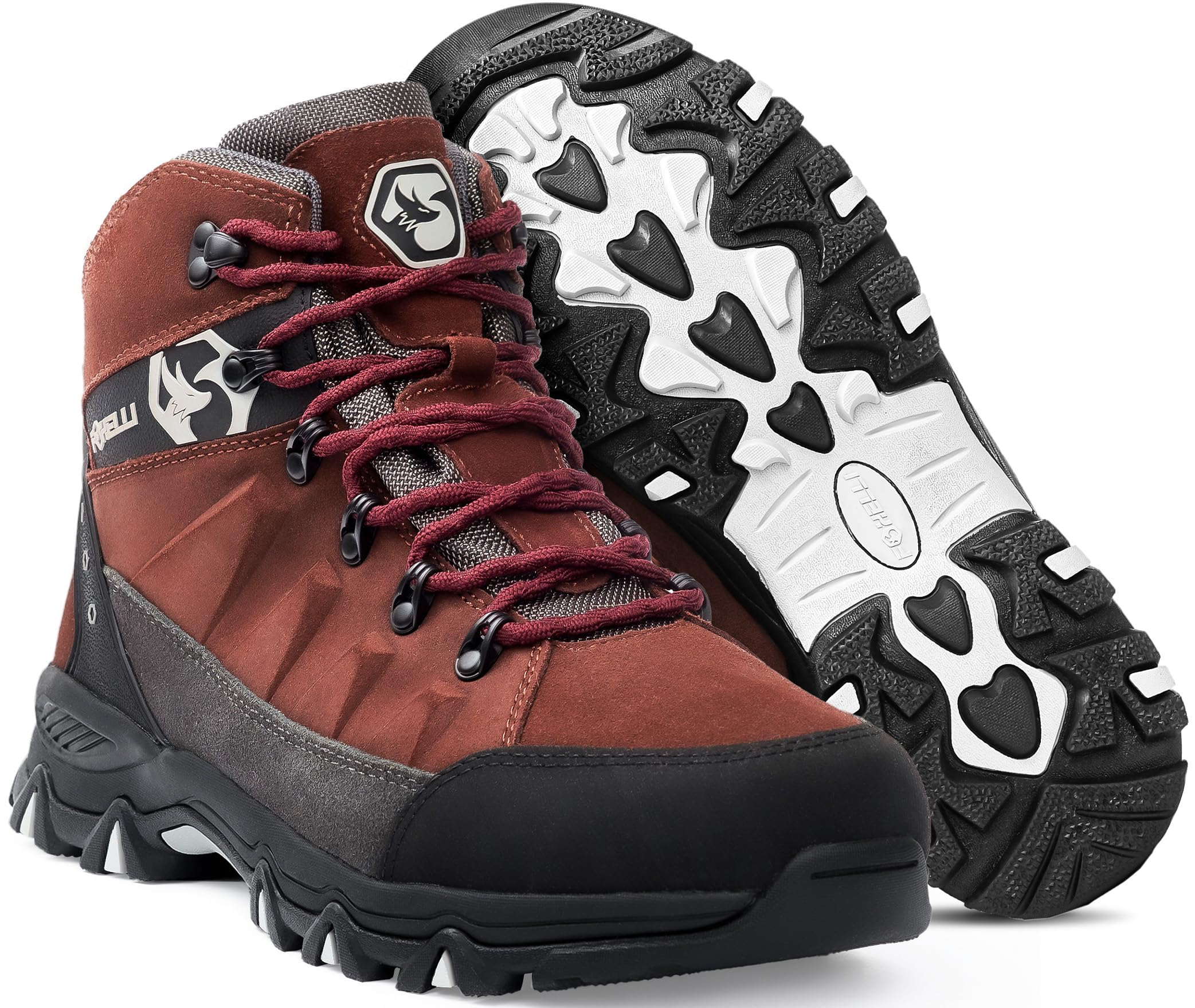 Foxelli Men's Waterproof Hiking Boots - Lightweight Breathable Suede Leather Outdoor Shoes for Trekking & Camping | Perfect for Mountain Trails, Backpacking & Everyday Wear