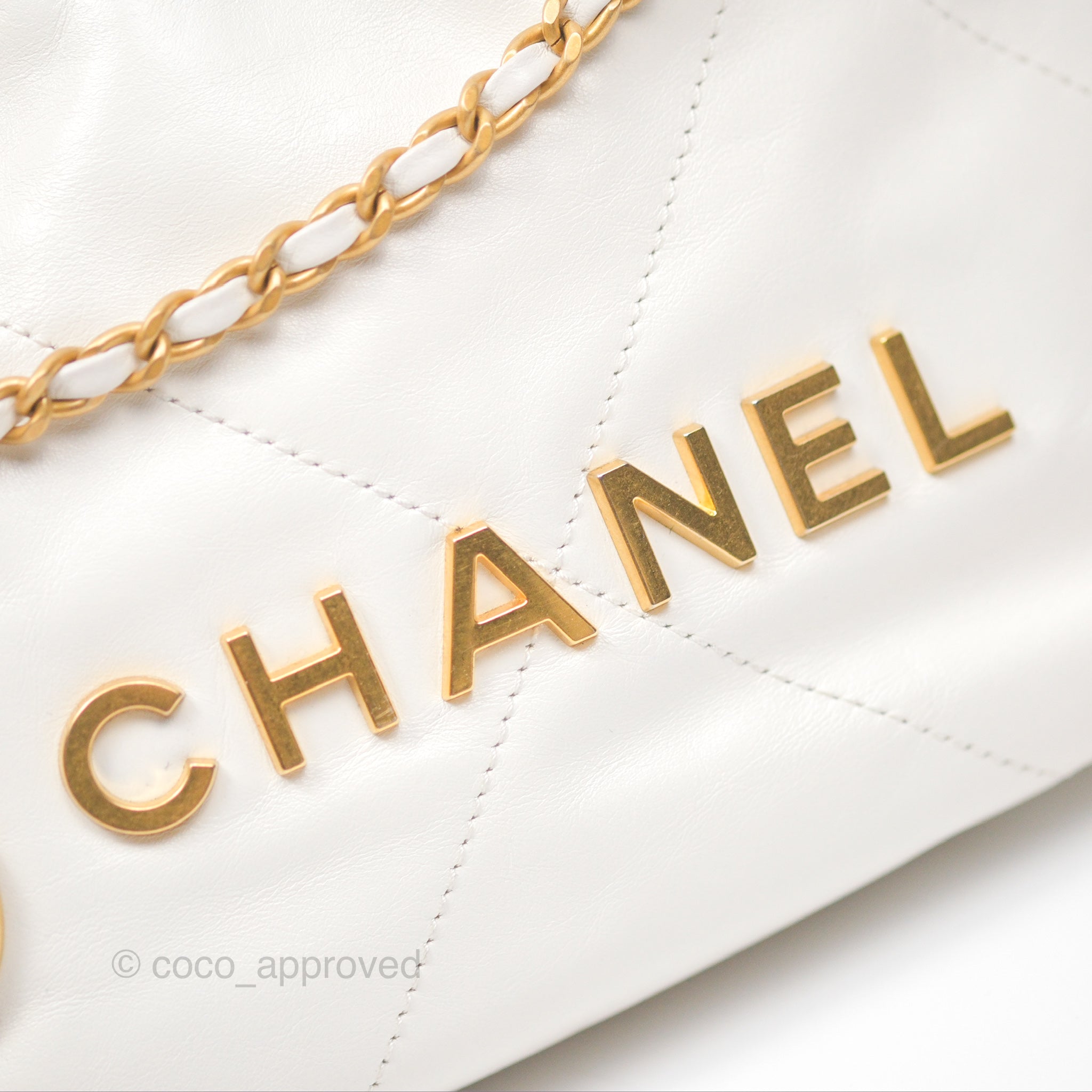 Chanel 22 Mini Bag White Shiny Crumpled Calfskin Leather Crossbody Purse - Luxury Designer Handbag for Women, Perfect for Parties, Dates & Everyday Use