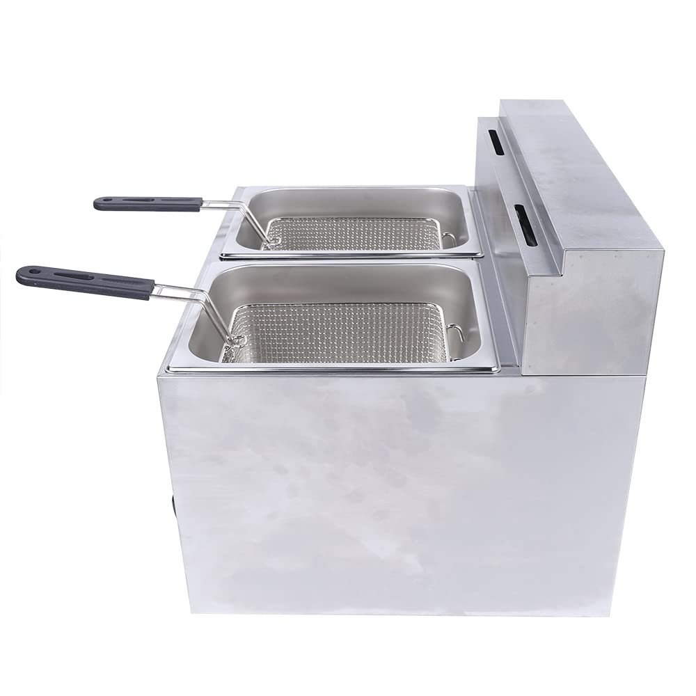 Commercial Stainless Steel Countertop Deep Fryer - 6L Dual Basket Gas Fryer for Chicken, French Fries, Chips - Perfect for Restaurants, Home Kitchens & Outdoor Cooking