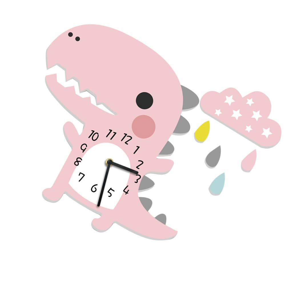 Pink Cartoon Silent Wall Clock - Battery-Free Decorative Clock for Kids Room, Nursery, Bedroom - Perfect for Home Decor, Gifts & Quiet Spaces