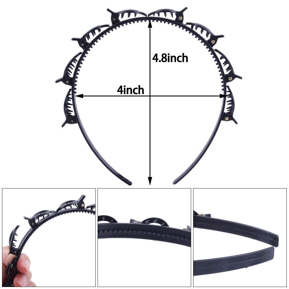 Treza Double Layer Twist Plait Headband - Plastic Hair Clips & Hair Pins for Women & Girls - Hair Styling Accessories (Pack of 1, Black) - Perfect for School, Work, Parties & Everyday Hairstyles