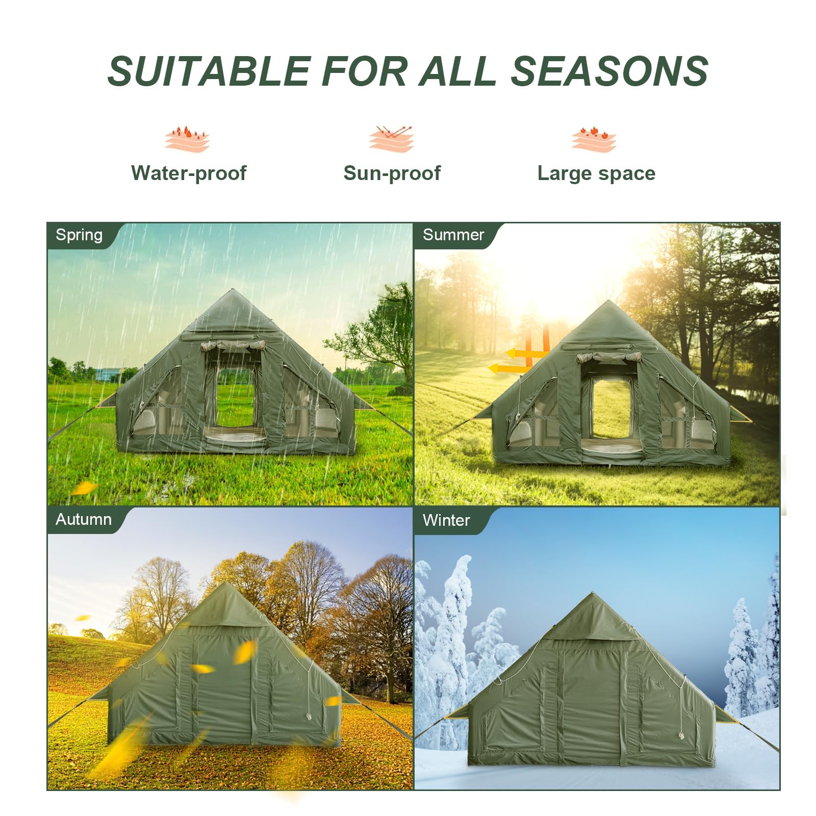 **Inflatable Camping Tent with Pump & Stove Jack – 4-6 Person Waterproof Air Tent for Outdoor Adventures – Easy Setup for Family Camping, Hiking & Backpacking**