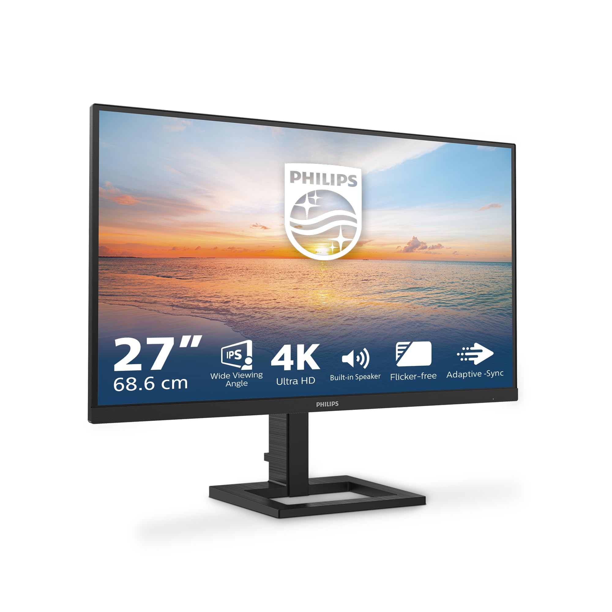 PHILIPS 27E1N1800A/00 27-Inch 4K Ultra HD LED Computer Monitor - 3840 x 2160 Resolution, 68.6 cm Display, Black - Perfect for Home Office, Gaming & Graphic Design