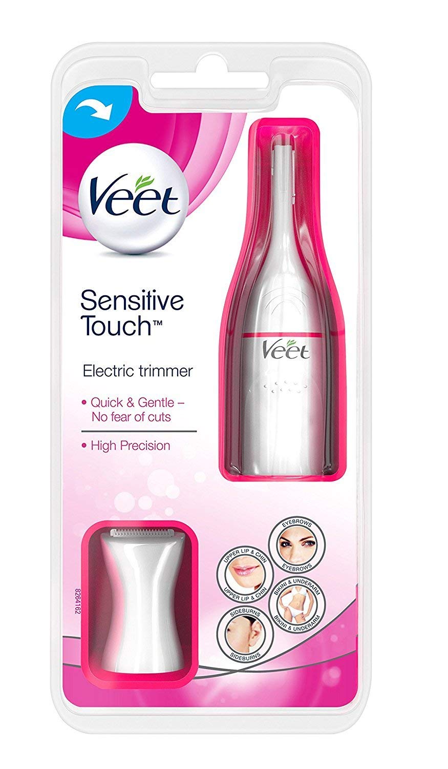 Veet Sensitive Touch Electric Hair Trimmer for Women - Painless & Gentle Bikini, Underarm & Body Hair Removal - Rechargeable & Waterproof (Pink) - Perfect for Travel, Gym & Sensitive Skin Care