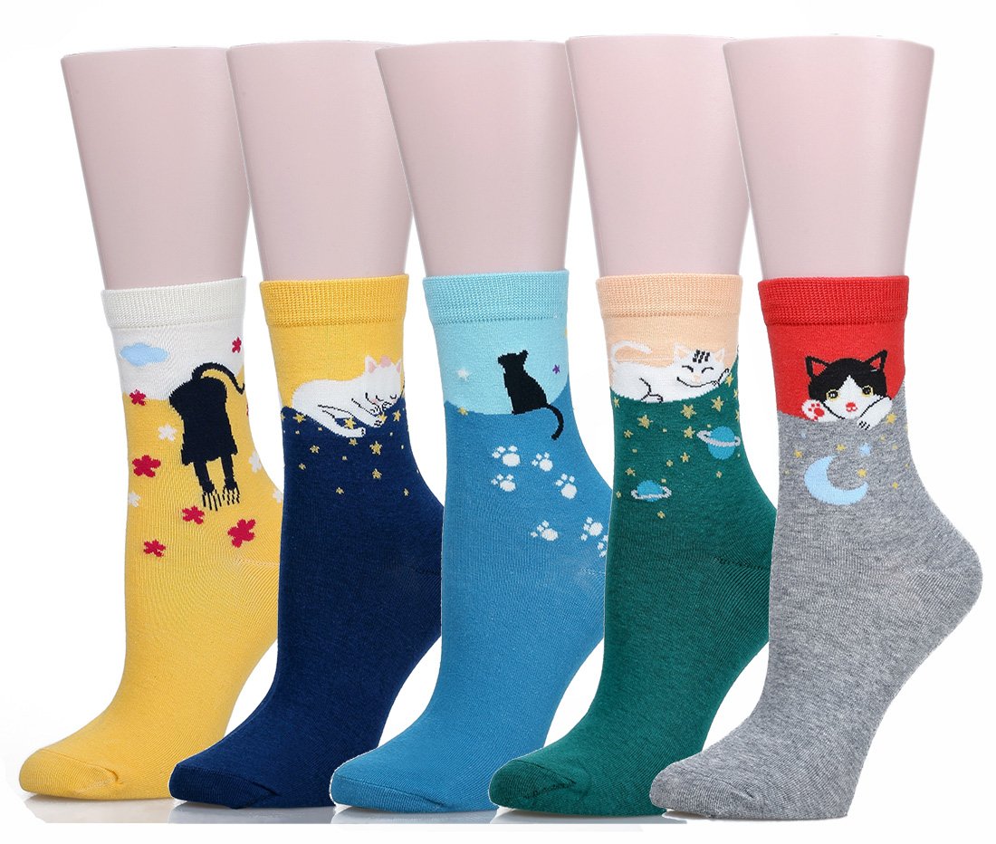 Leotruny Women's Cute Cat Socks - Animal Novelty Funny Socks for Women & Girls with Gift Box - Perfect for Gifts, Cosplay & Casual Wear