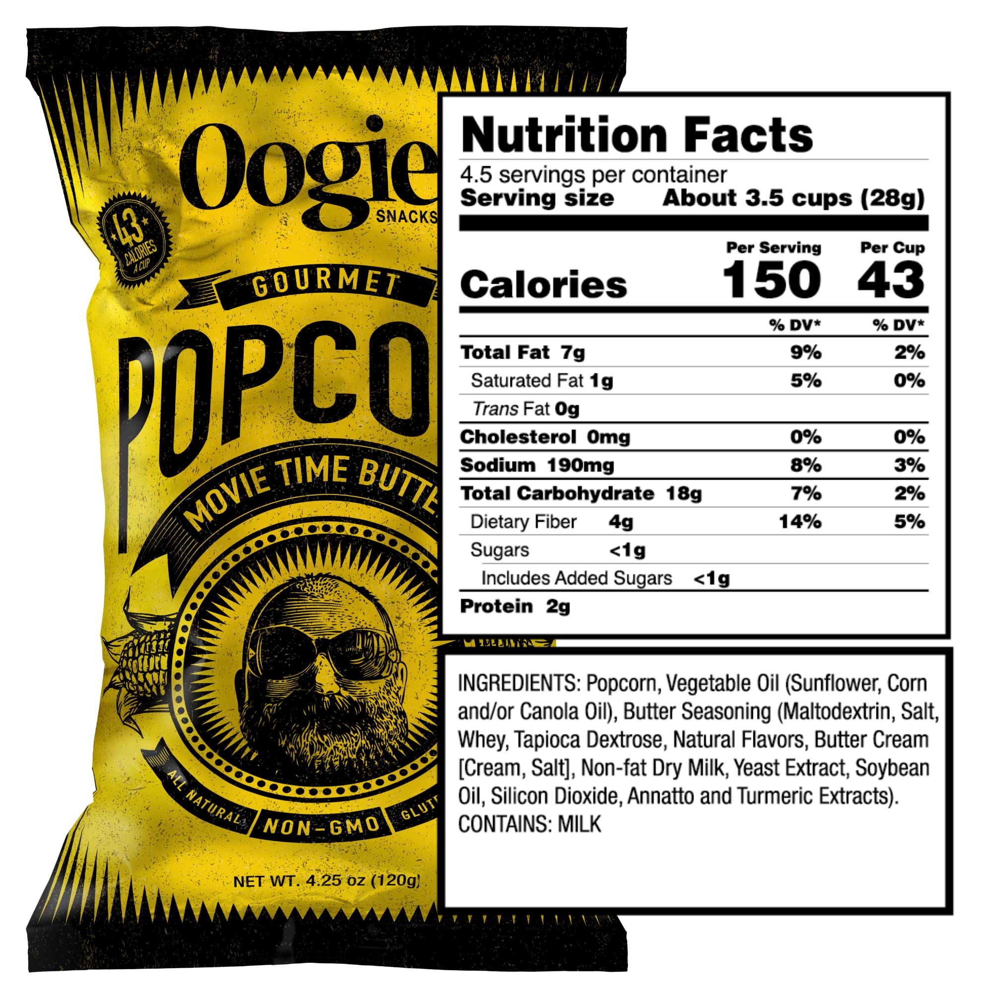 Oogie's Gourmet Popcorn 12-Pack Variety Flavor - Gluten Free, Non-GMO, 4.25oz Big Bags - Perfect for Movie Nights, Office Snacks & Party Favors