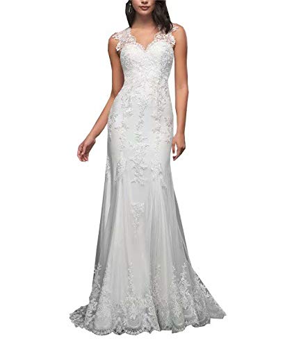 Plus Size V-Neck Lace Wedding Dress with Cap Sleeves & Hollow Back - Elegant Beach Bridal Gown for 2021 Weddings, Outdoor Ceremonies & Romantic Photoshoots