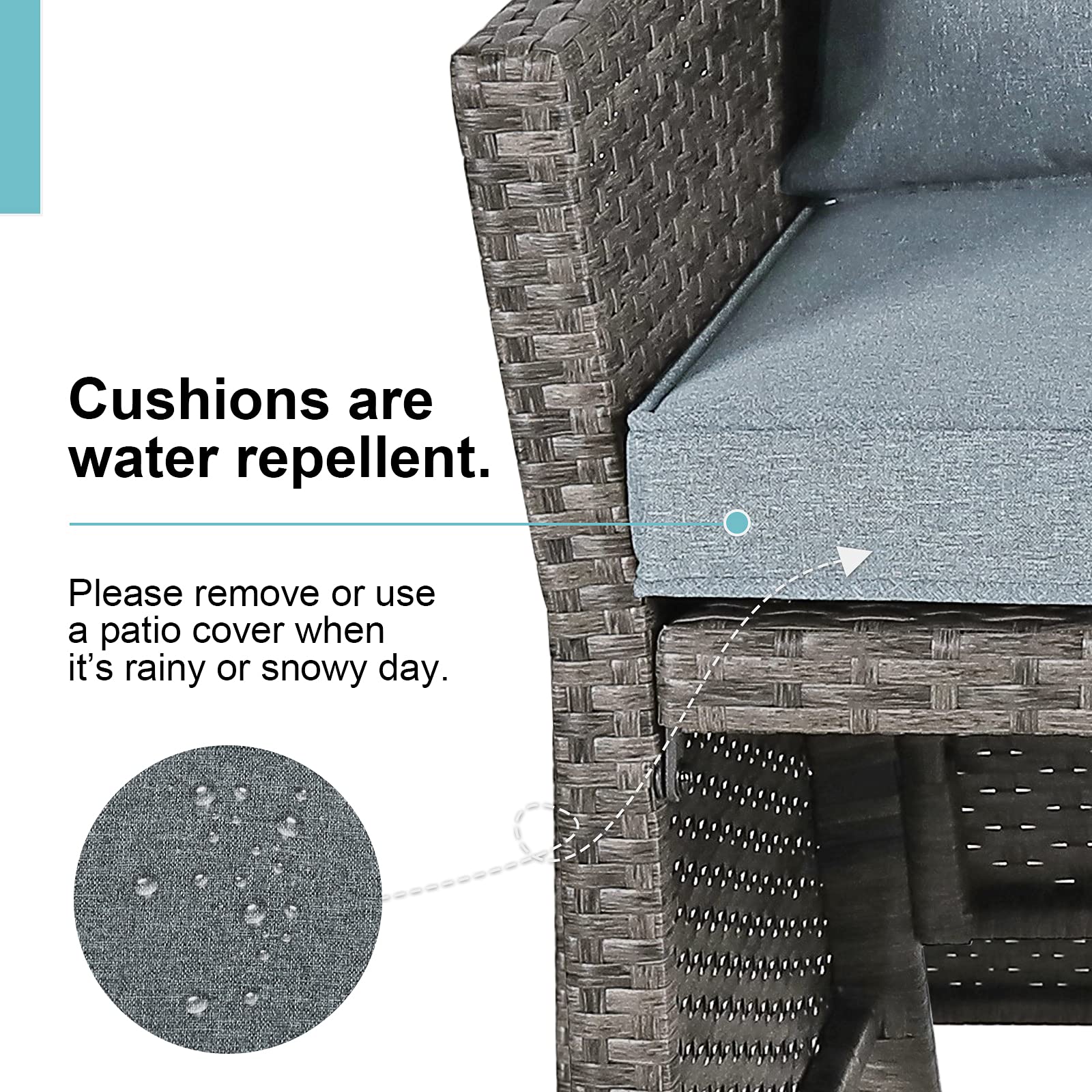 OC Orange-Casual 2-Piece Outdoor Patio Furniture Set - Grey Rattan Wicker Loveseat with Coffee Table & Built-in Storage Bin, Includes Grey Cushions - Perfect for Garden, Balcony, and Poolside Relaxation