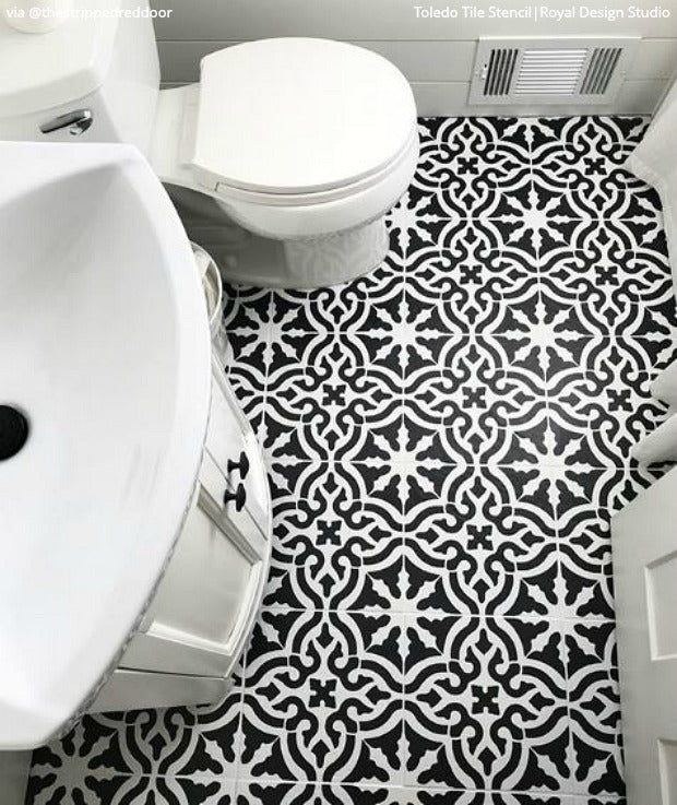 Toledo Tile Stencil Kit - Reusable DIY Ceramic & Mosaic Tile Painting Template for Home Decor, Bathroom, and Kitchen Backsplash Projects