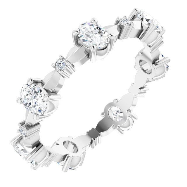 1.33 Carat Oval & Round Diamond Eternity Wedding Band - Elegant Stackable Ring for Anniversary, Engagement, or Bridal Jewelry Gift