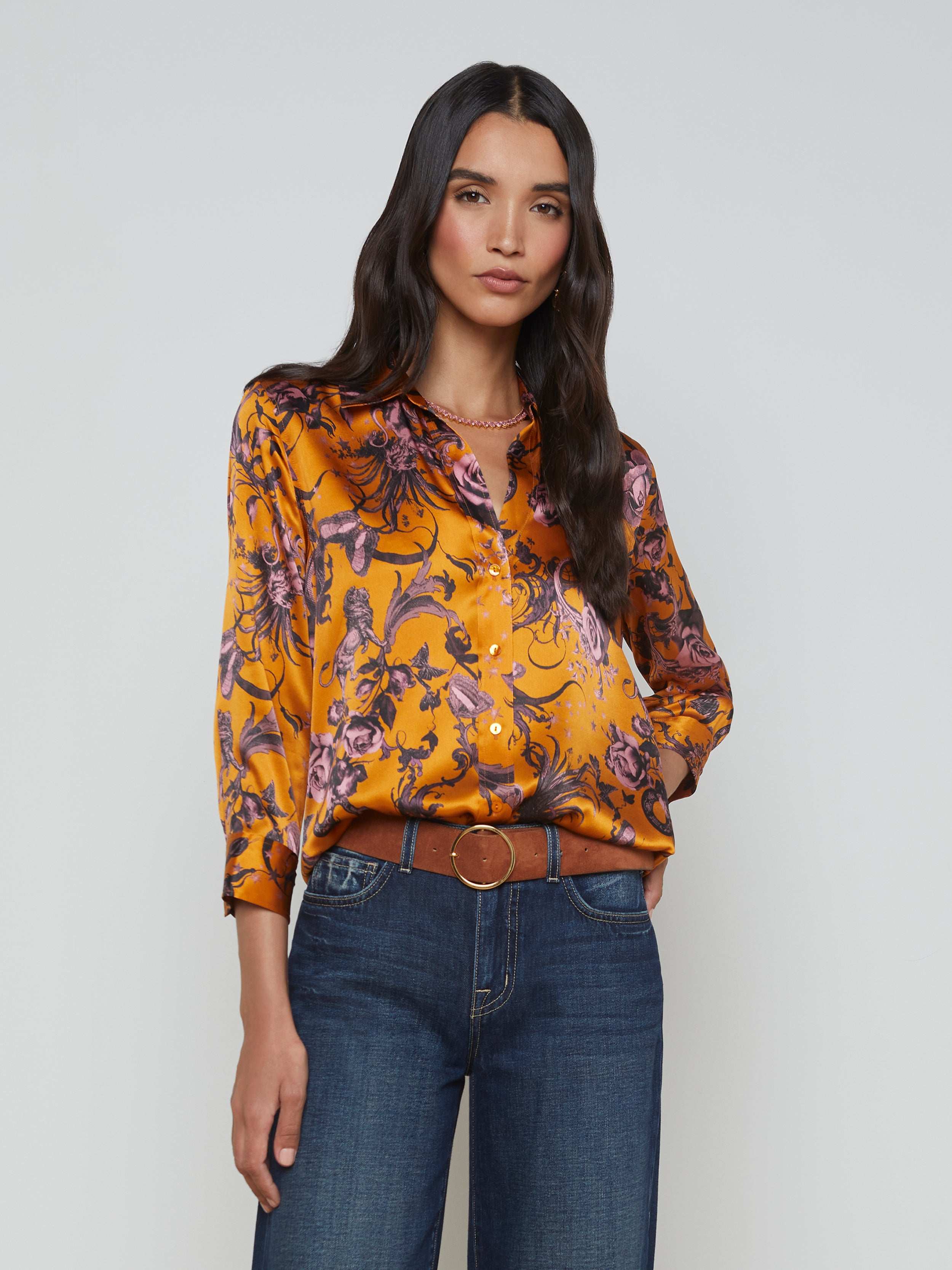 Dani Silk Blouse for Women - Elegant Long Sleeve Button Down Shirt - Soft & Breathable Silk Blouse for Office, Party & Special Occasions