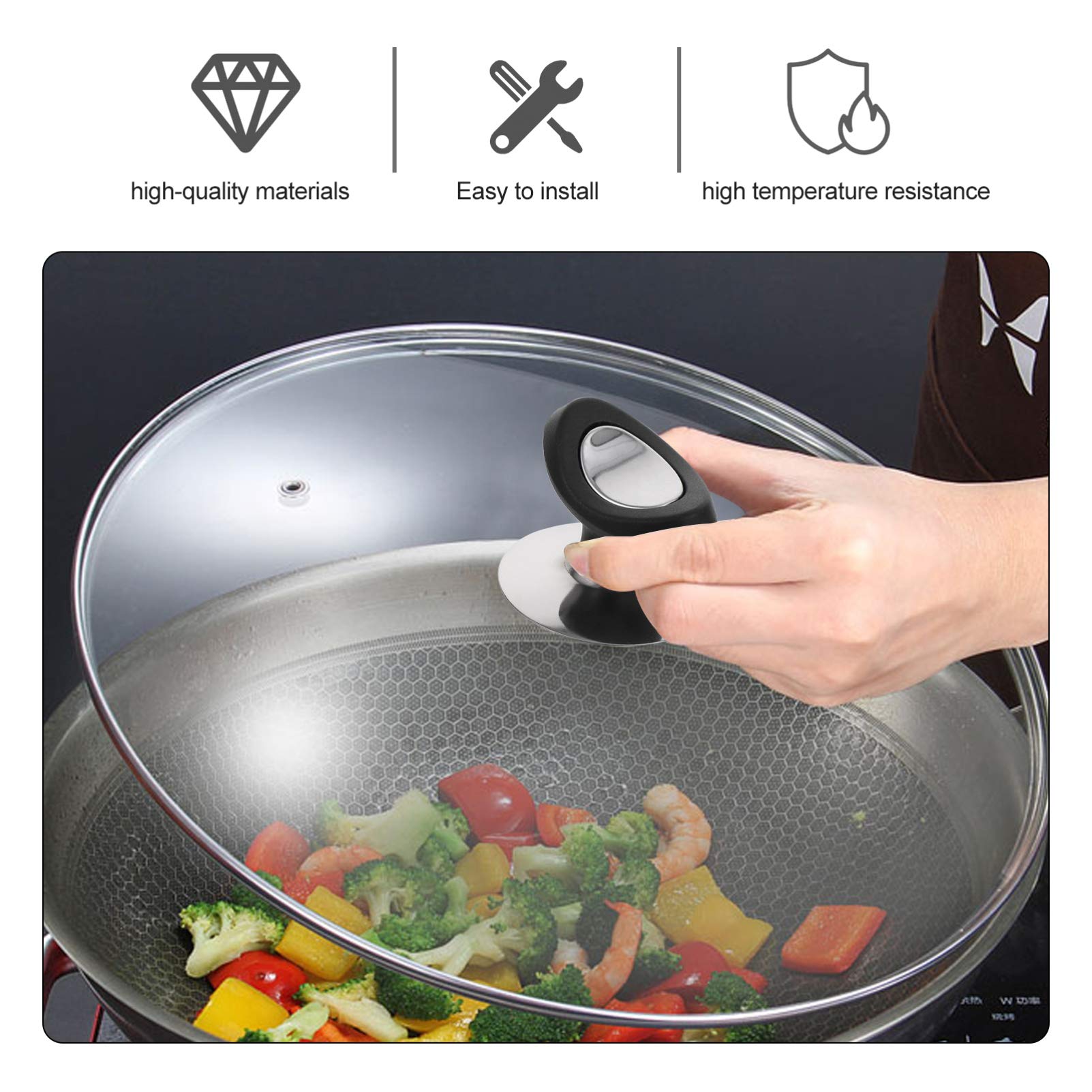 DOITOOL 6-Pack Pot Lid Knobs - Replacement Cookware Handles for Pots, Pans & Lids - Heat-Resistant Kitchen Accessories for Easy Lid Lifting (Ideal for Cooking, Baking & Food Storage)