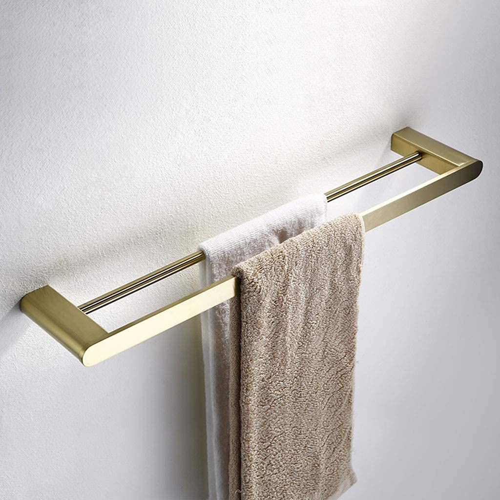 Stainless Steel Double Pole Towel Bar - 50Cm Wall Mounted Bathroom & Kitchen Towel Rack Holder with Storage Shelf | Space-Saving Organizer for Towels, Robes & Accessories | Perfect for Modern Homes, Apartments & Hotels